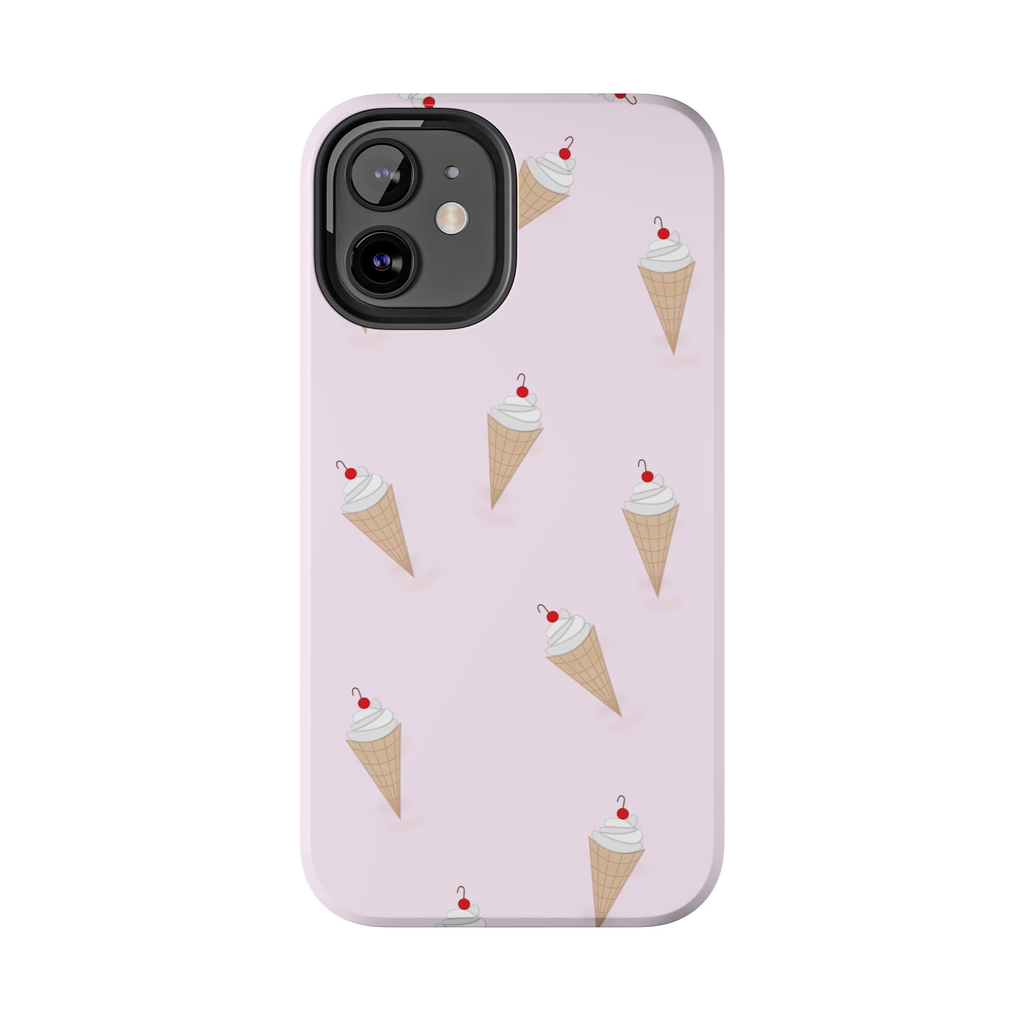 Ice Cream Cone Tough Phone Case — Pastel Pink Patterned Protective Phone Case