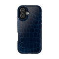 Croc-Embossed Impact-Resistant Phone Case – Navy Protective Cover