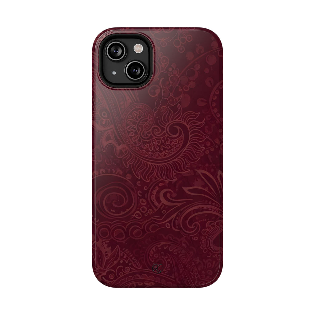 Burgundy Paisley Impact-Resistant Phone Case