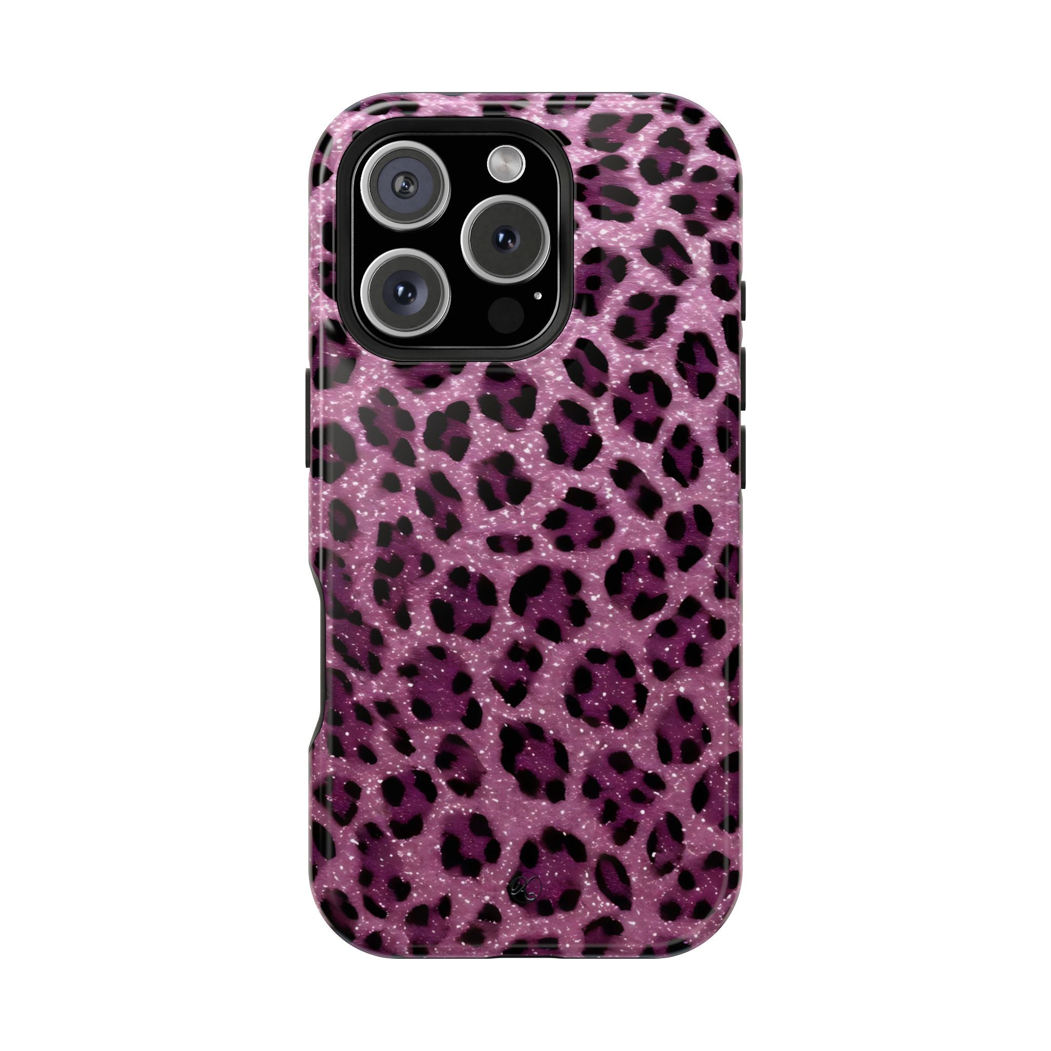 Pink Leopard Impact-Resistant Phone Case — Glitter Animal Print Protective Cover