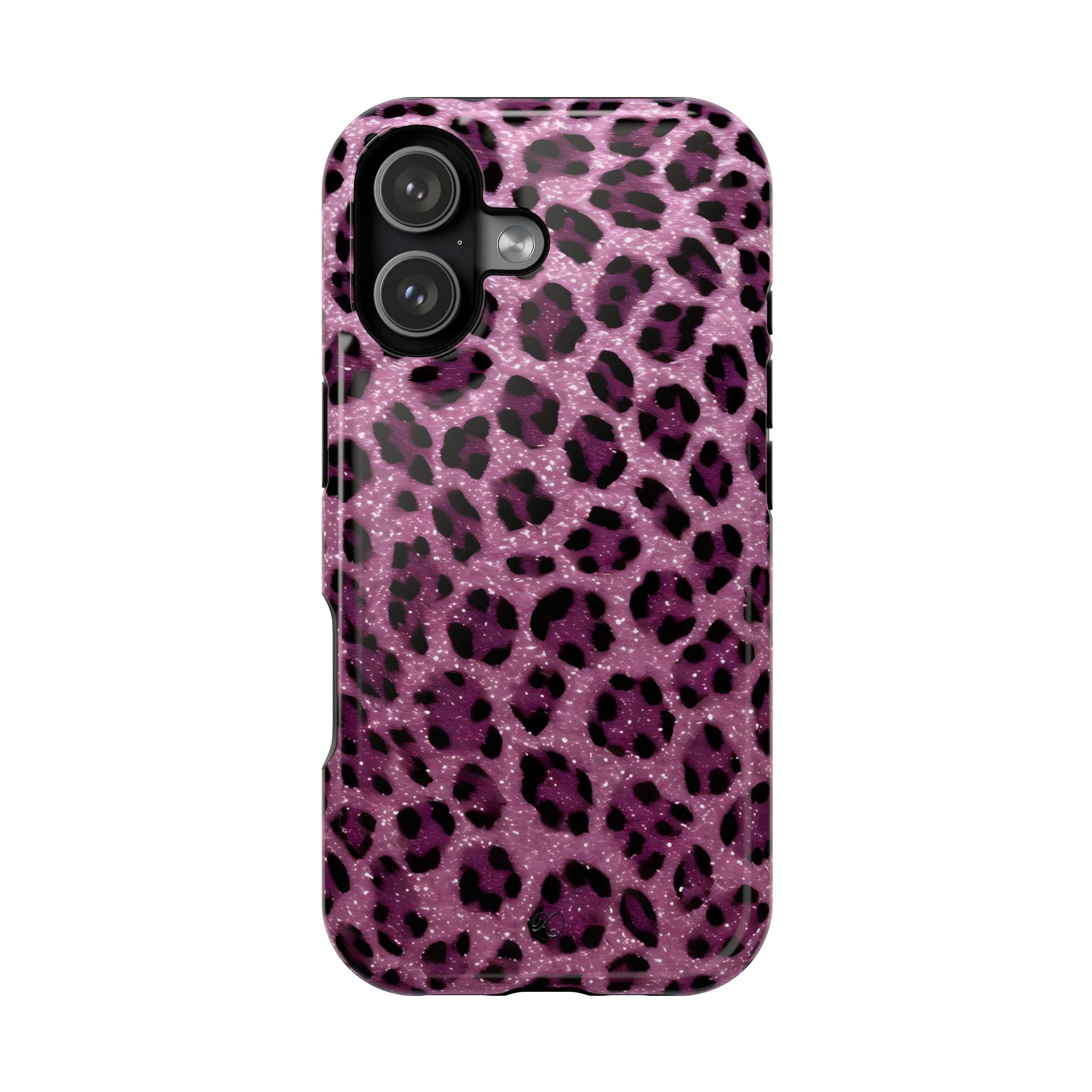 Pink Leopard Impact-Resistant Phone Case — Glitter Animal Print Protective Cover