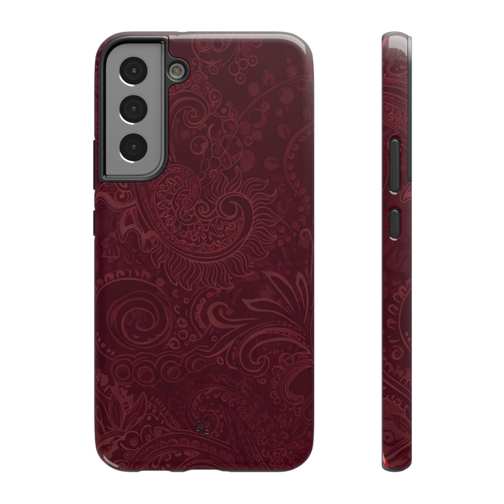 Burgundy Paisley Impact-Resistant Phone Case