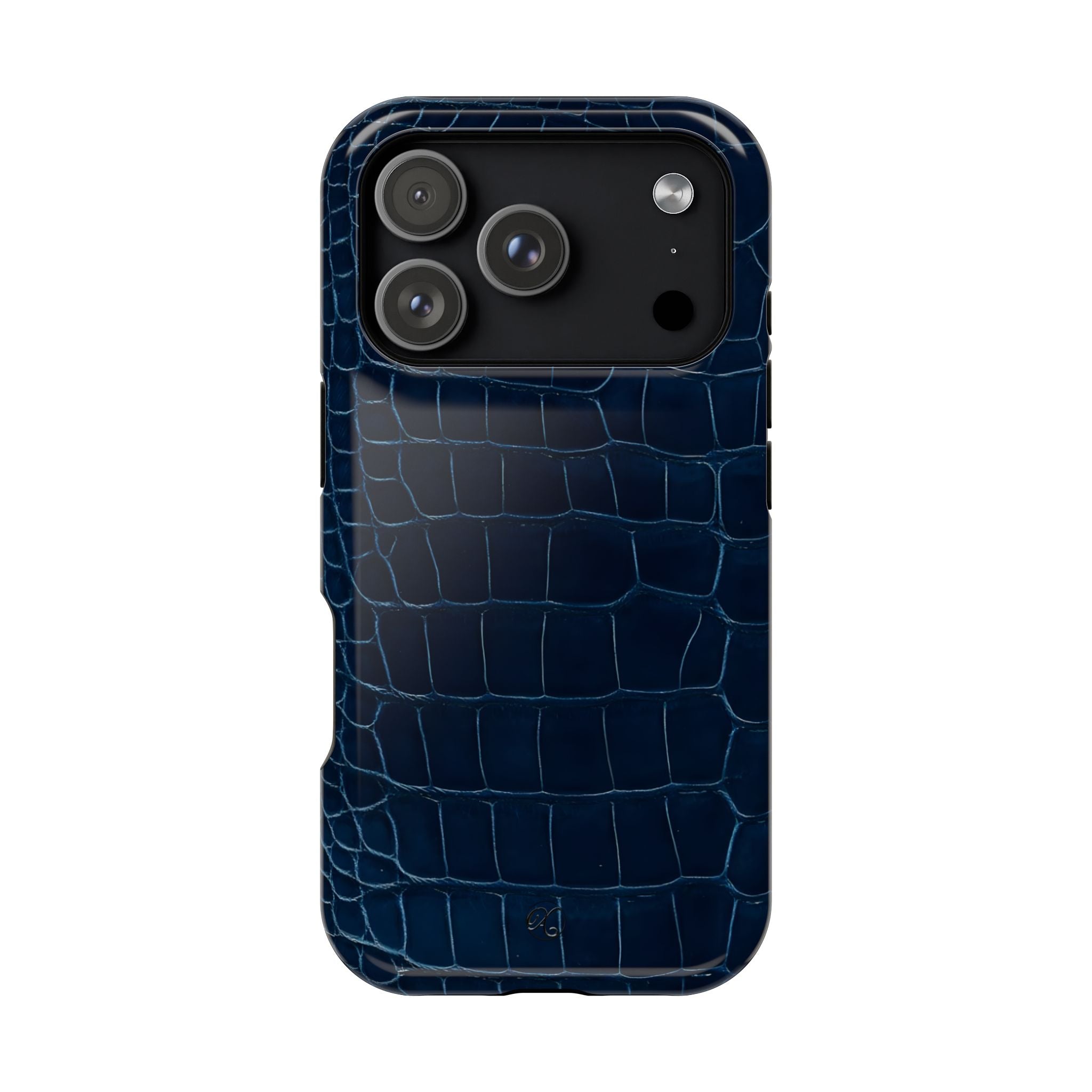 Croc-Embossed Impact-Resistant Phone Case – Navy Protective Cover