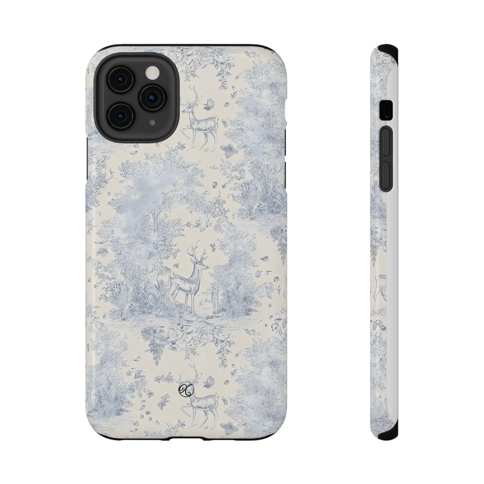 Deer Toile Impact-Resistant Phone Case — Vintage Woodland Pattern