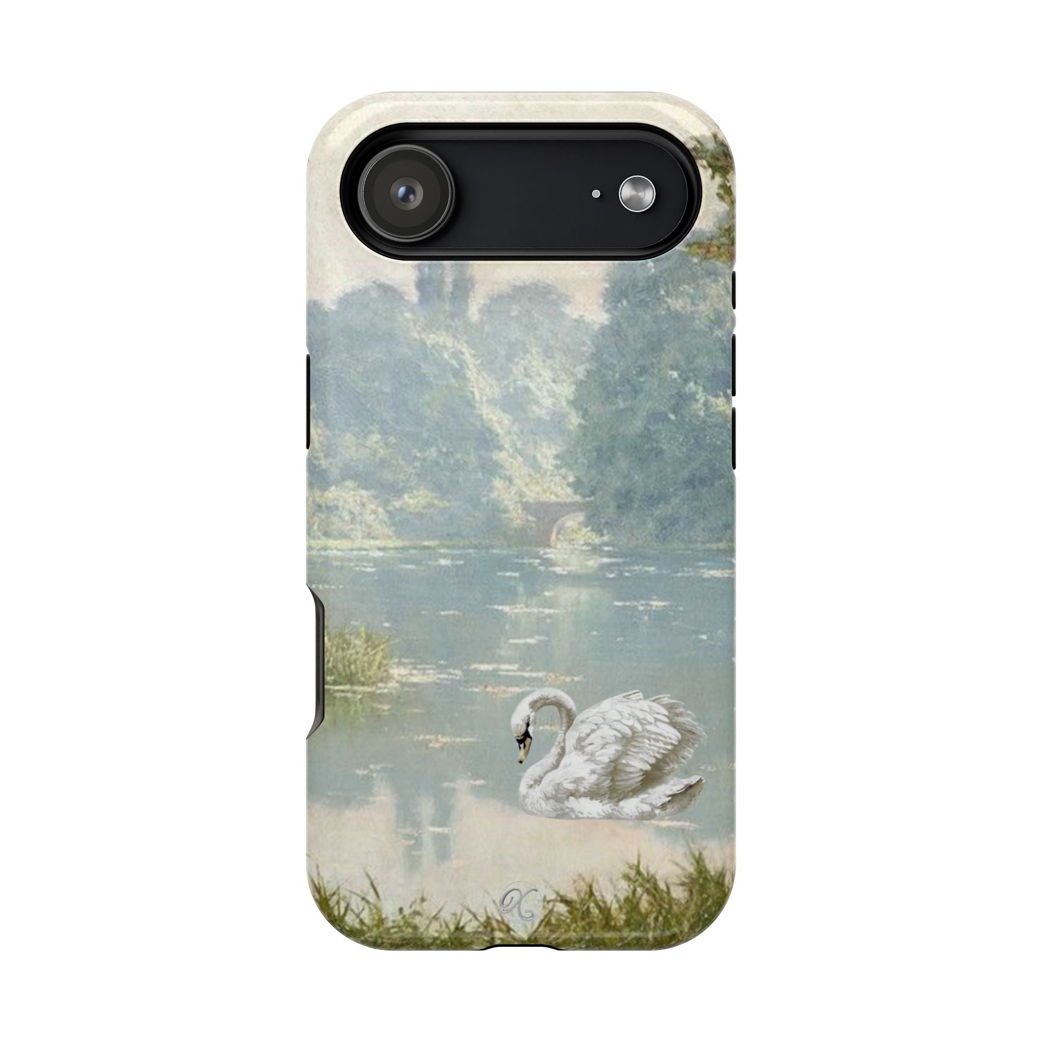 Swan Lake Impact-Resistant Phone Case — Vintage Watercolor Nature Design