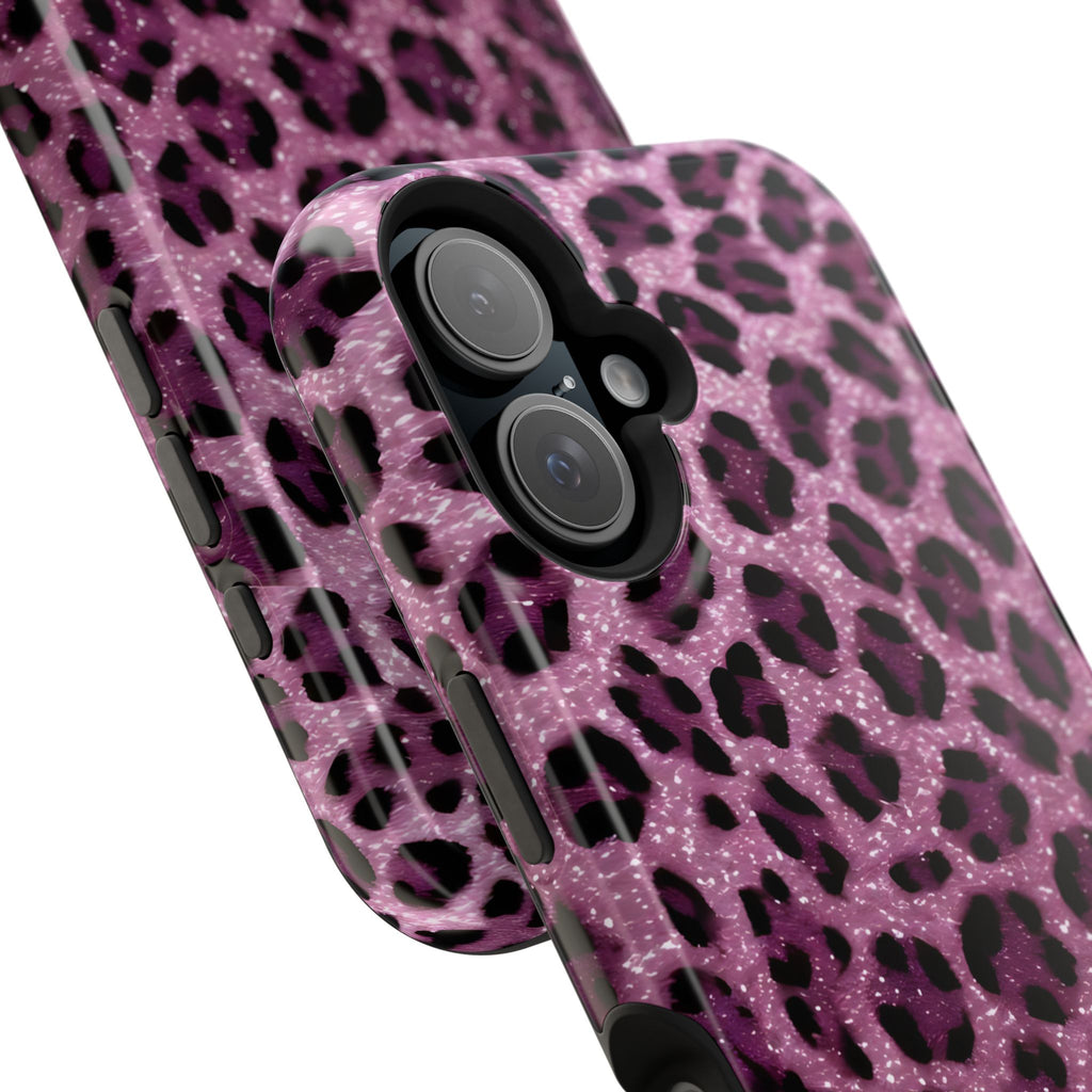 Pink Leopard Impact-Resistant Phone Case — Glitter Animal Print Protective Cover