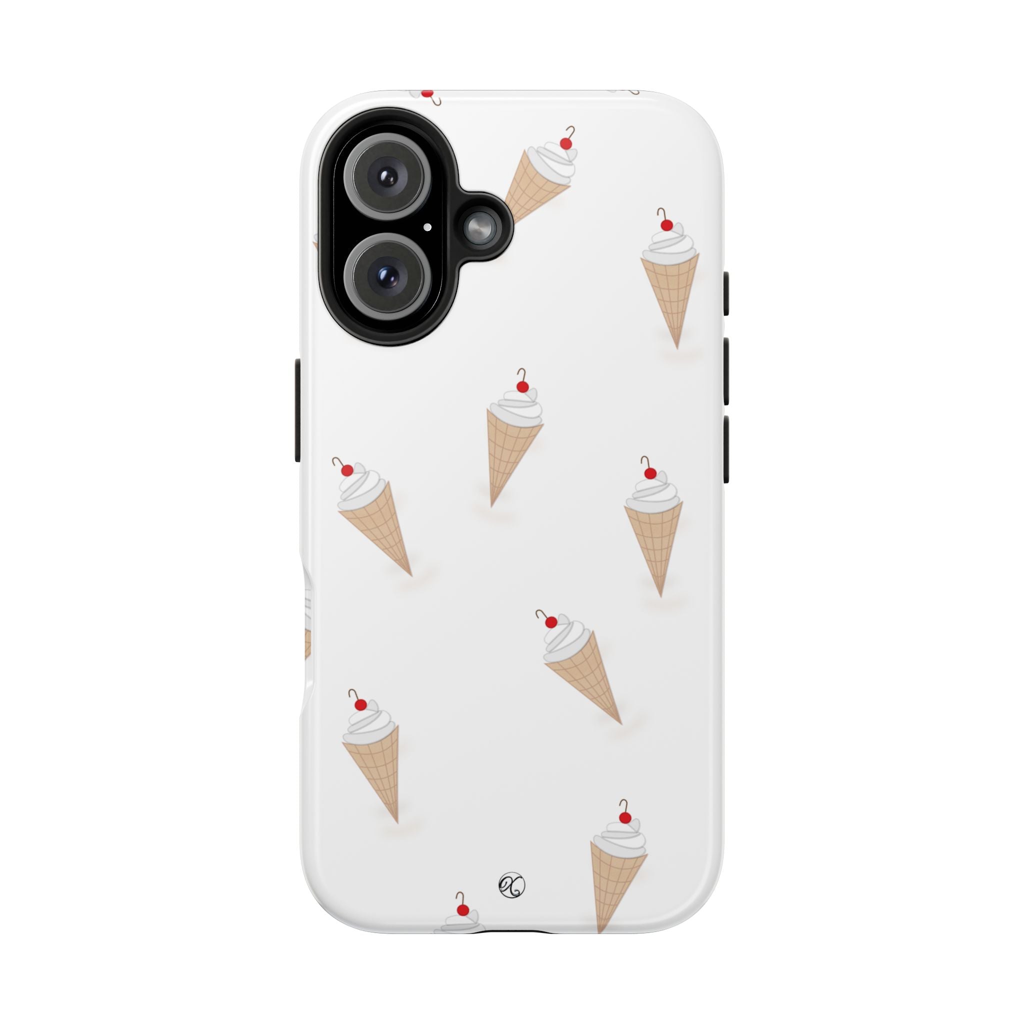 Ice Cream Cone Tough Phone Case — Cute Cherry Sundae Pattern Protective Phone Cover