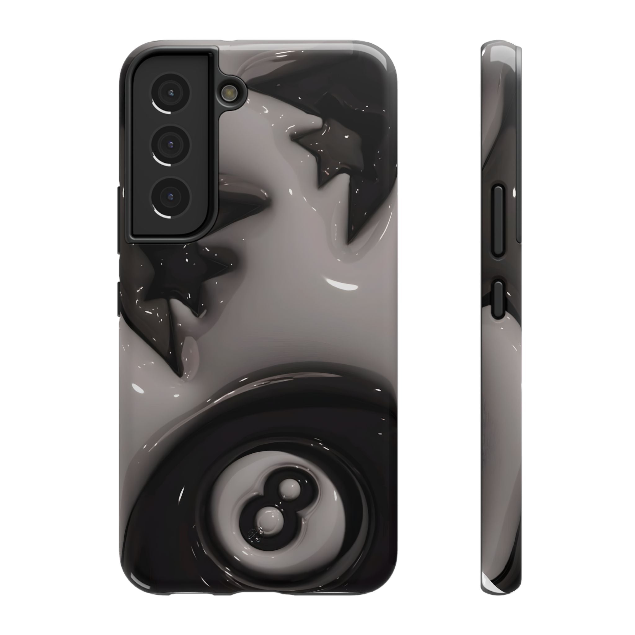 Black 8-Ball & Stars Impact-Resistant Phone Case — Protective iPhone Cover