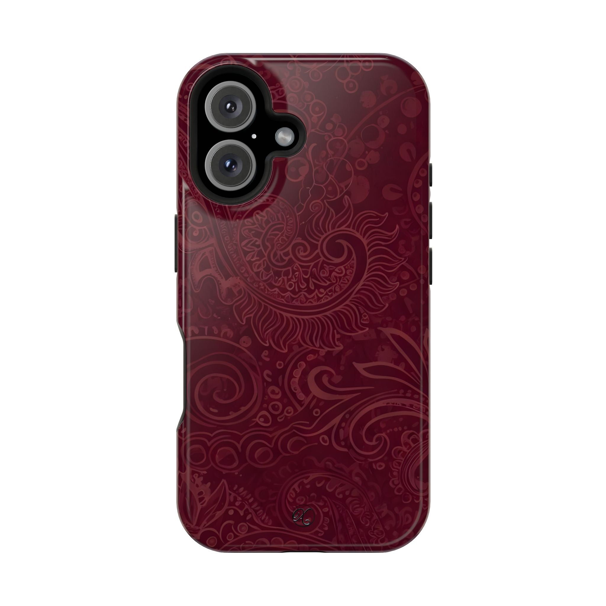 Burgundy Paisley Impact-Resistant Phone Case