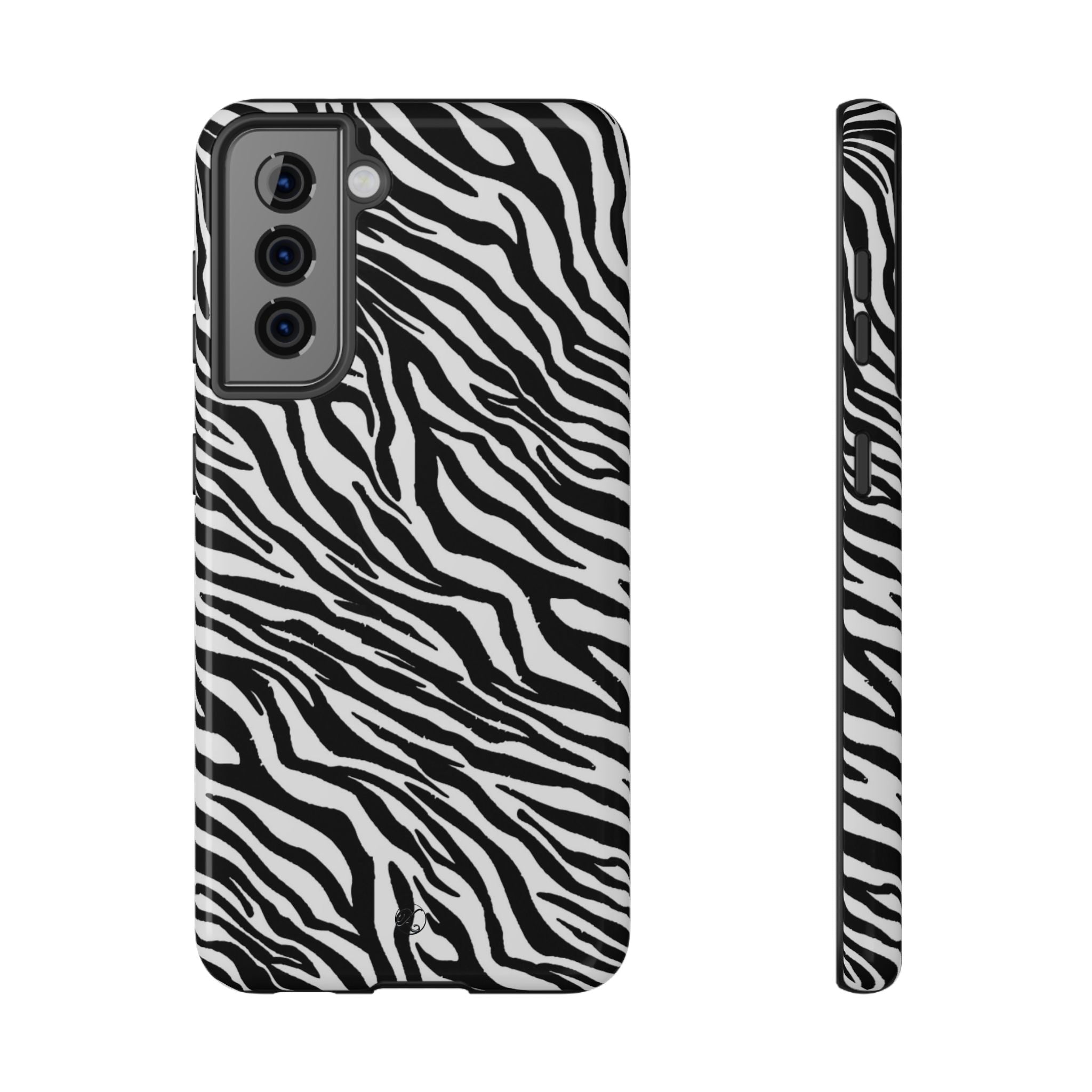 Zebra Print Impact-Resistant Phone Case — Black & White Safari Design