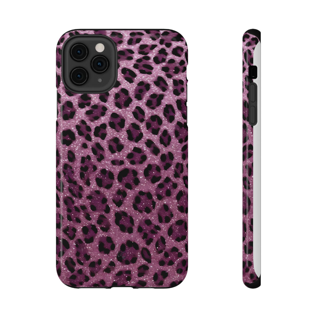 Pink Leopard Impact-Resistant Phone Case — Glitter Animal Print Protective Cover