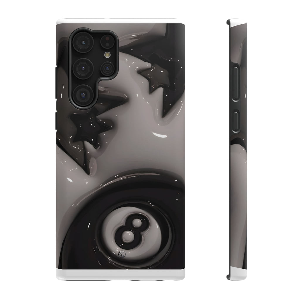 Black 8-Ball & Stars Impact-Resistant Phone Case — Protective iPhone Cover