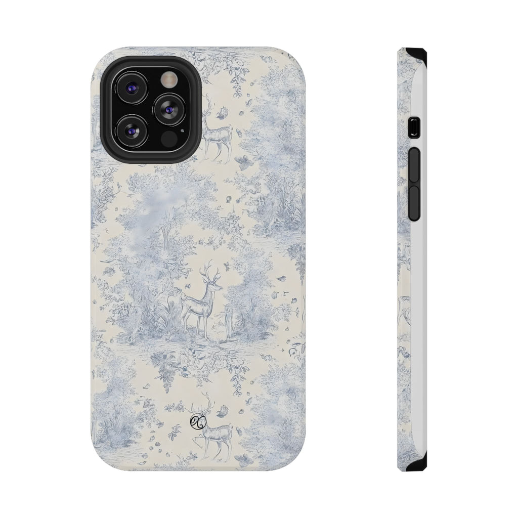 Deer Toile Impact-Resistant Phone Case — Vintage Woodland Pattern