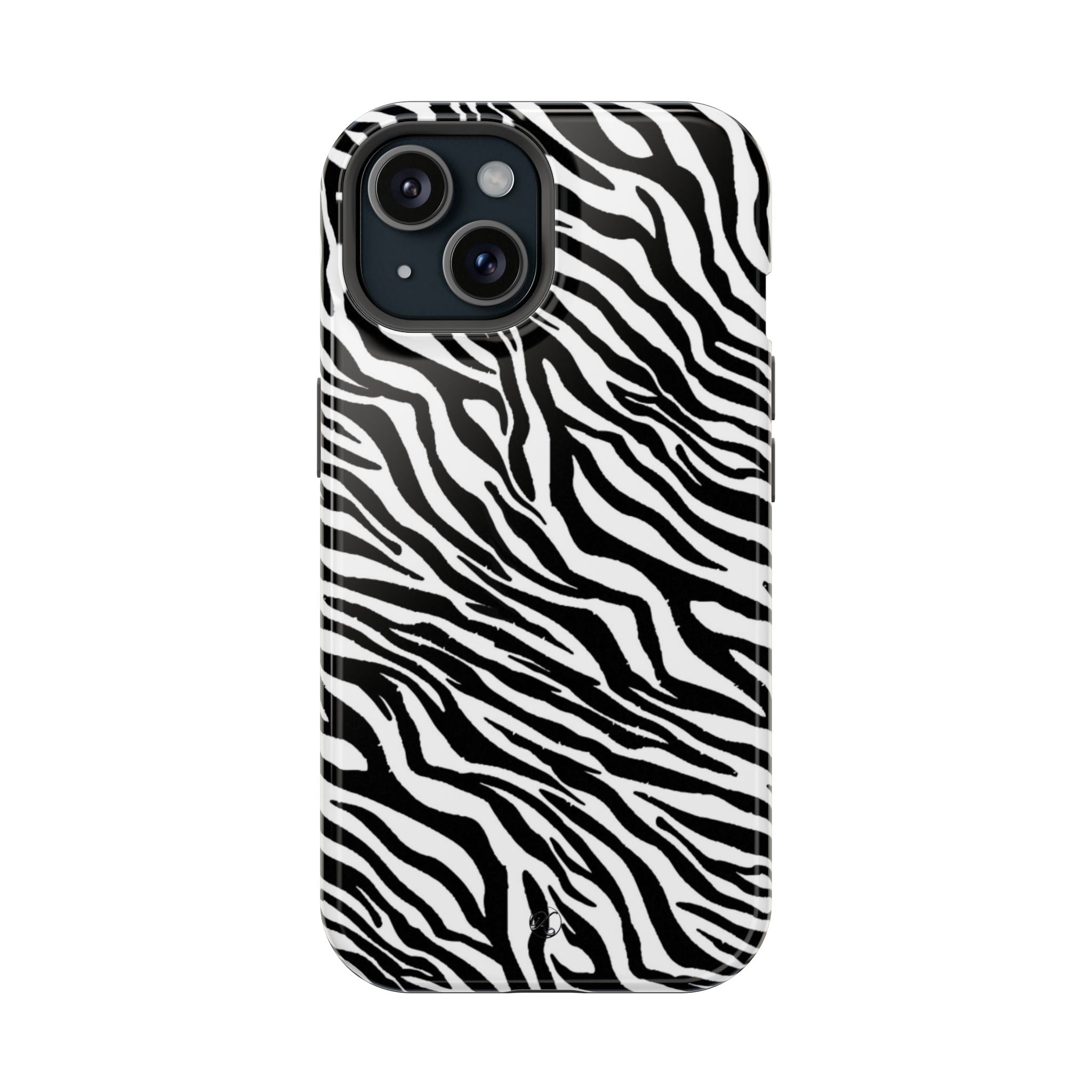 Zebra Print Impact-Resistant Phone Case — Black & White Safari Design