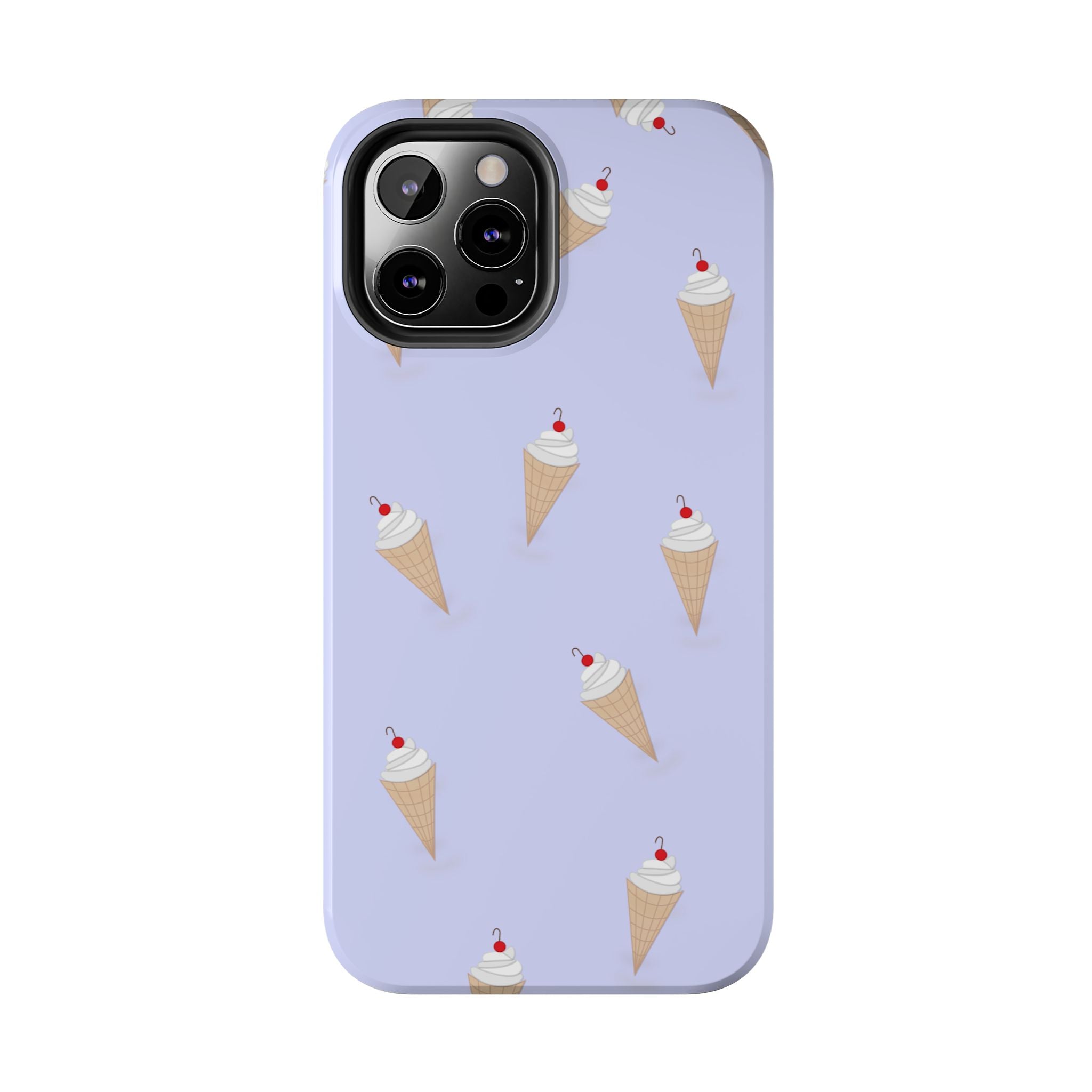 Ice Cream Cone Pattern Tough Phone Case — Pastel Lavender Protective Phone Cover