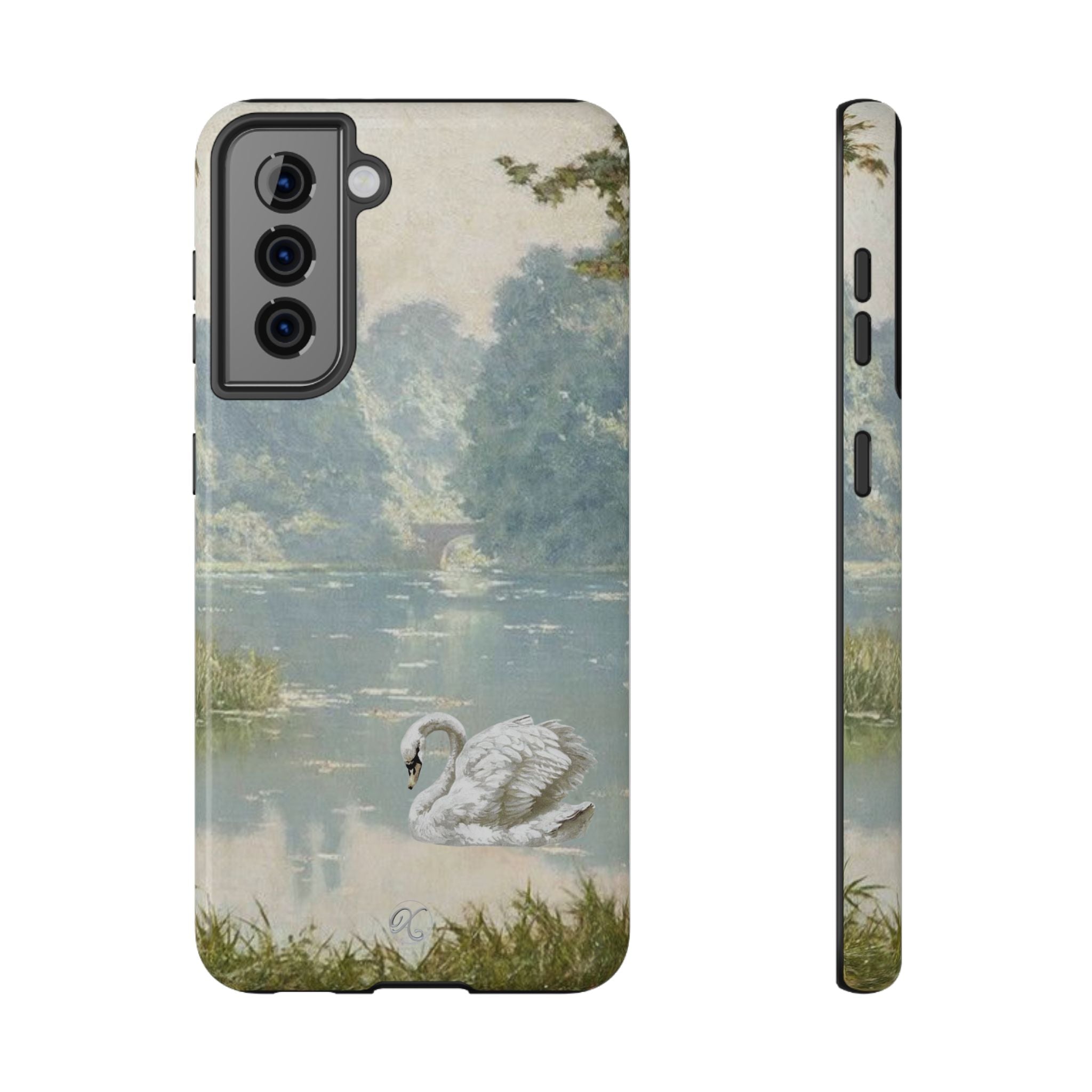 Swan Lake Impact-Resistant Phone Case — Vintage Watercolor Nature Design