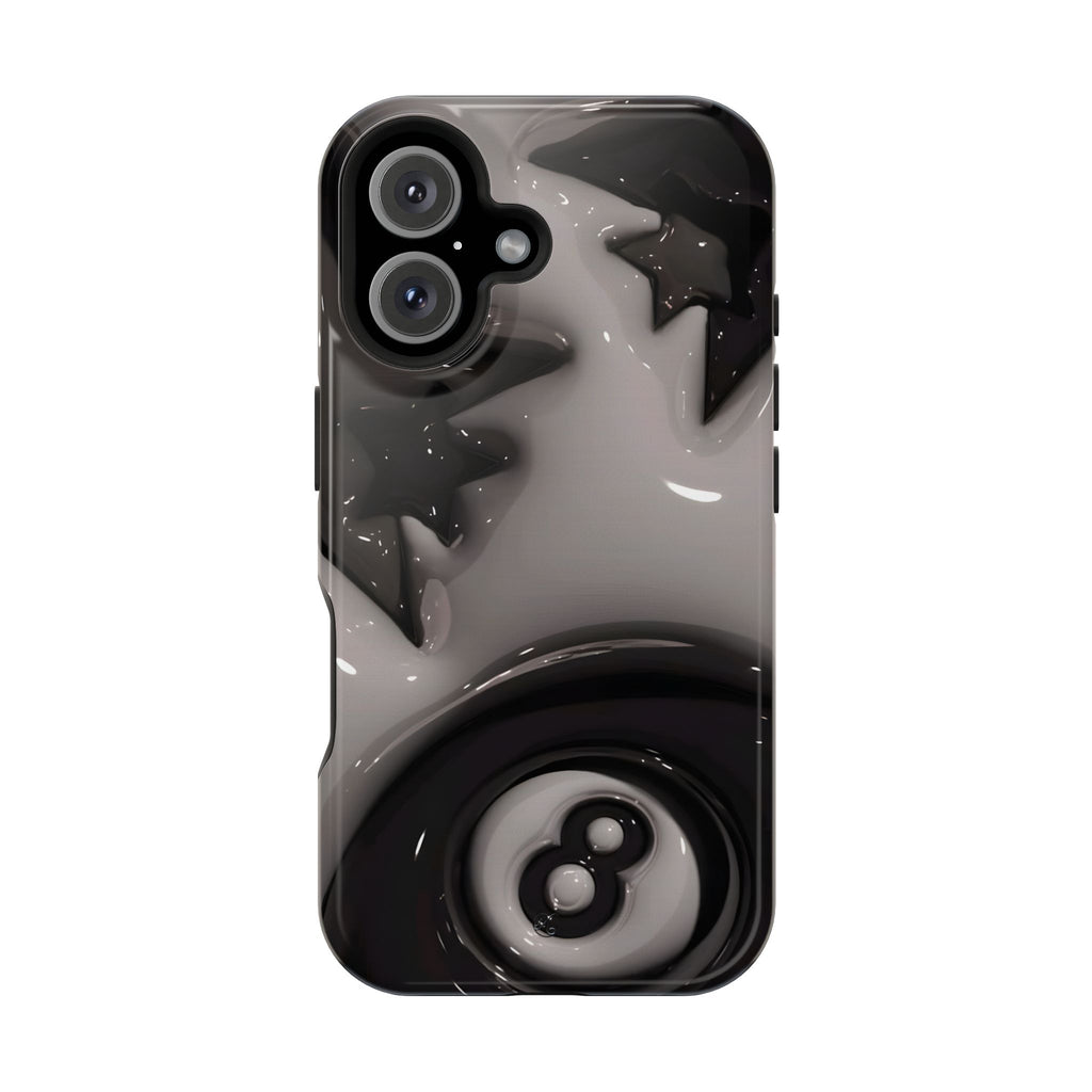 Black 8-Ball & Stars Impact-Resistant Phone Case — Protective iPhone Cover