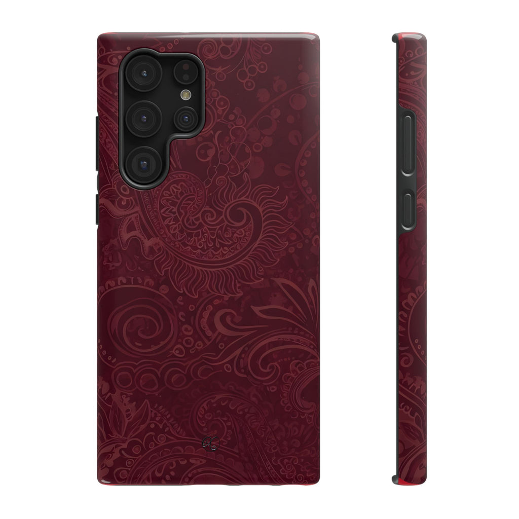 Burgundy Paisley Impact-Resistant Phone Case