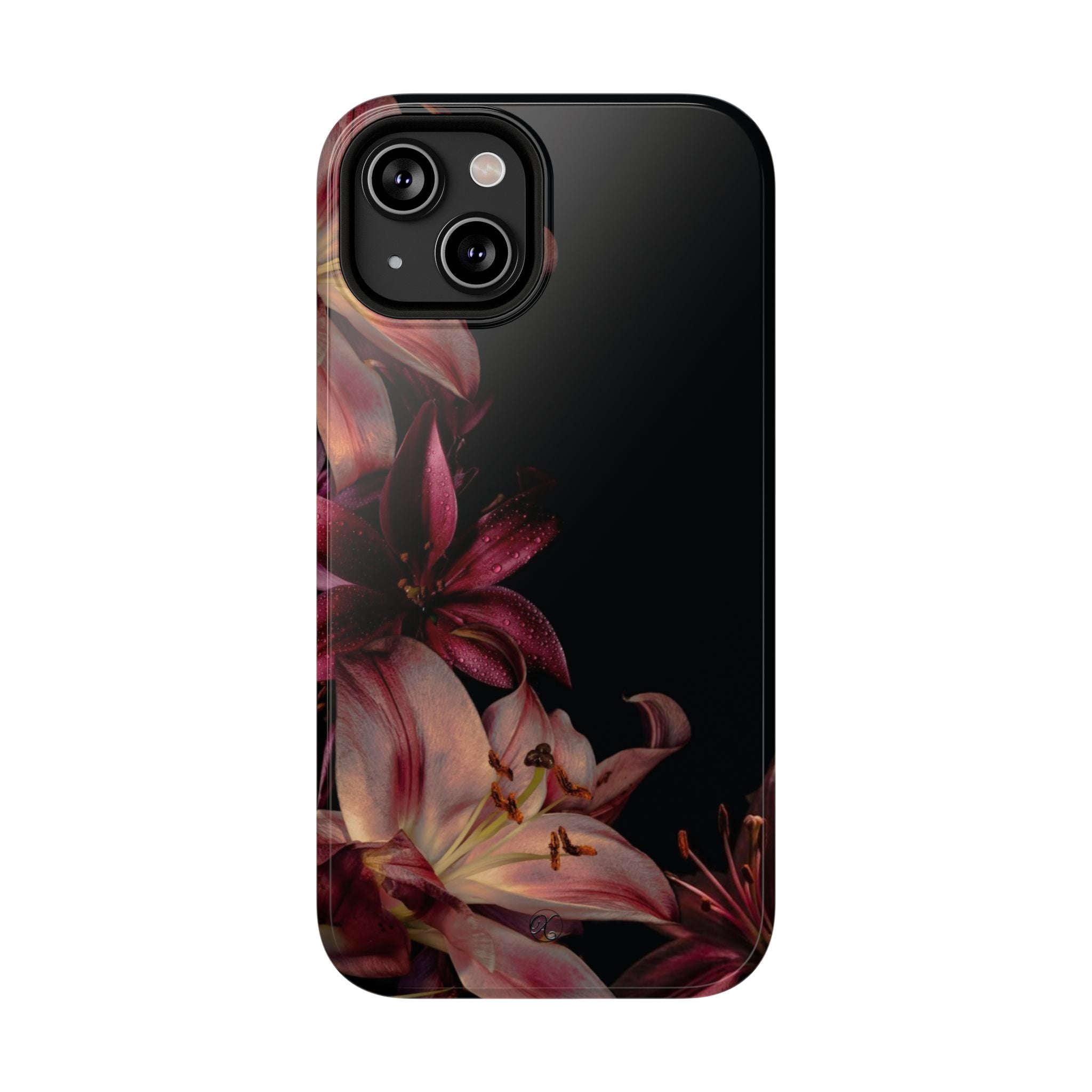 Floral Lily Impact-Resistant Phone Case — Dark Botanical Protective Cover