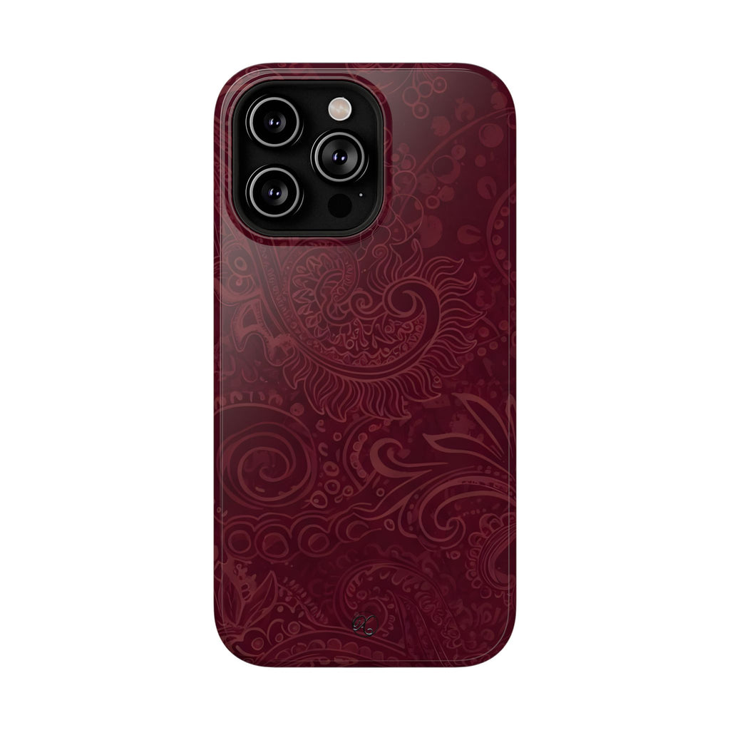 Burgundy Paisley Impact-Resistant Phone Case