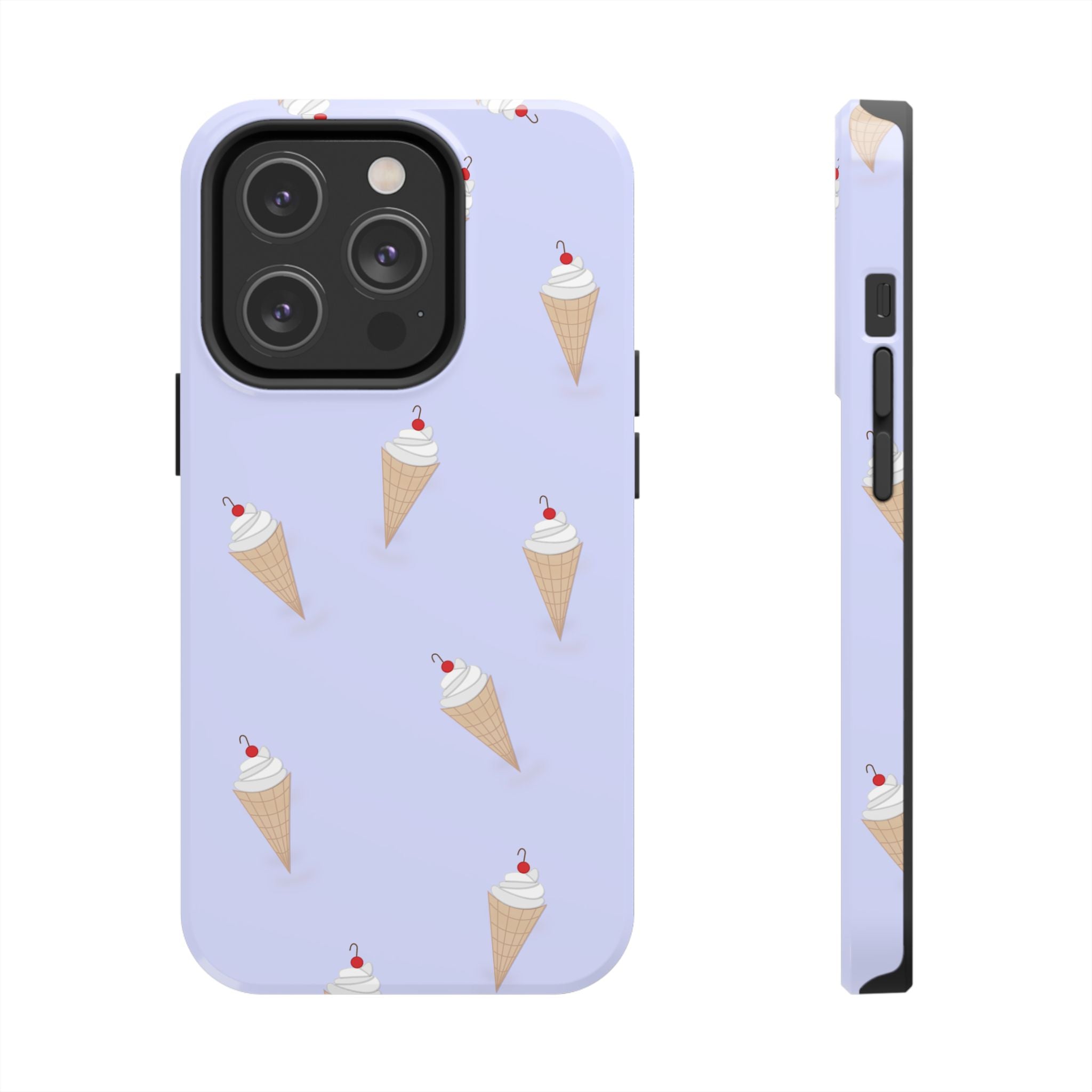 Ice Cream Cone Pattern Tough Phone Case — Pastel Lavender Protective Phone Cover