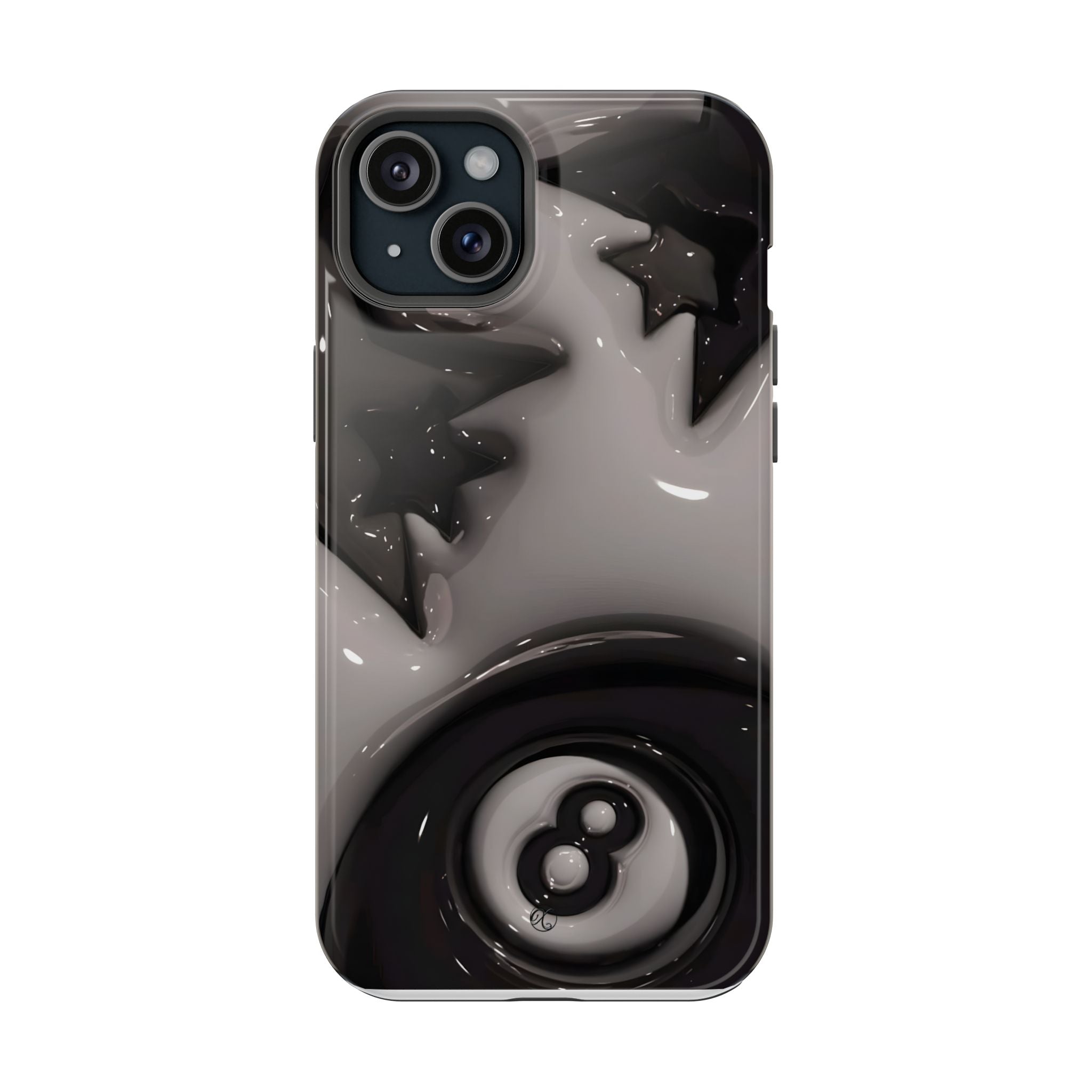 Black 8-Ball & Stars Impact-Resistant Phone Case — Protective iPhone Cover