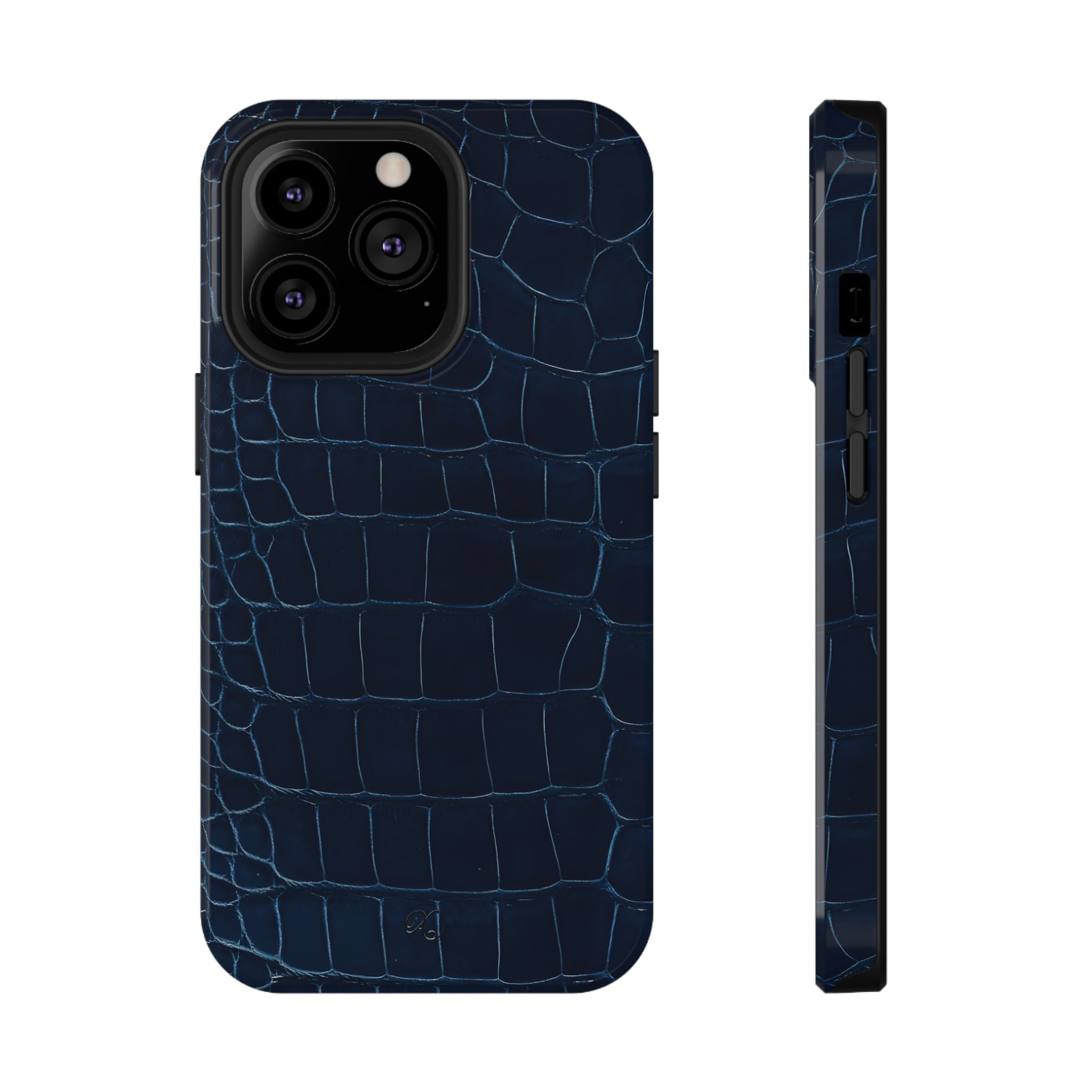 Croc-Embossed Impact-Resistant Phone Case – Navy Protective Cover