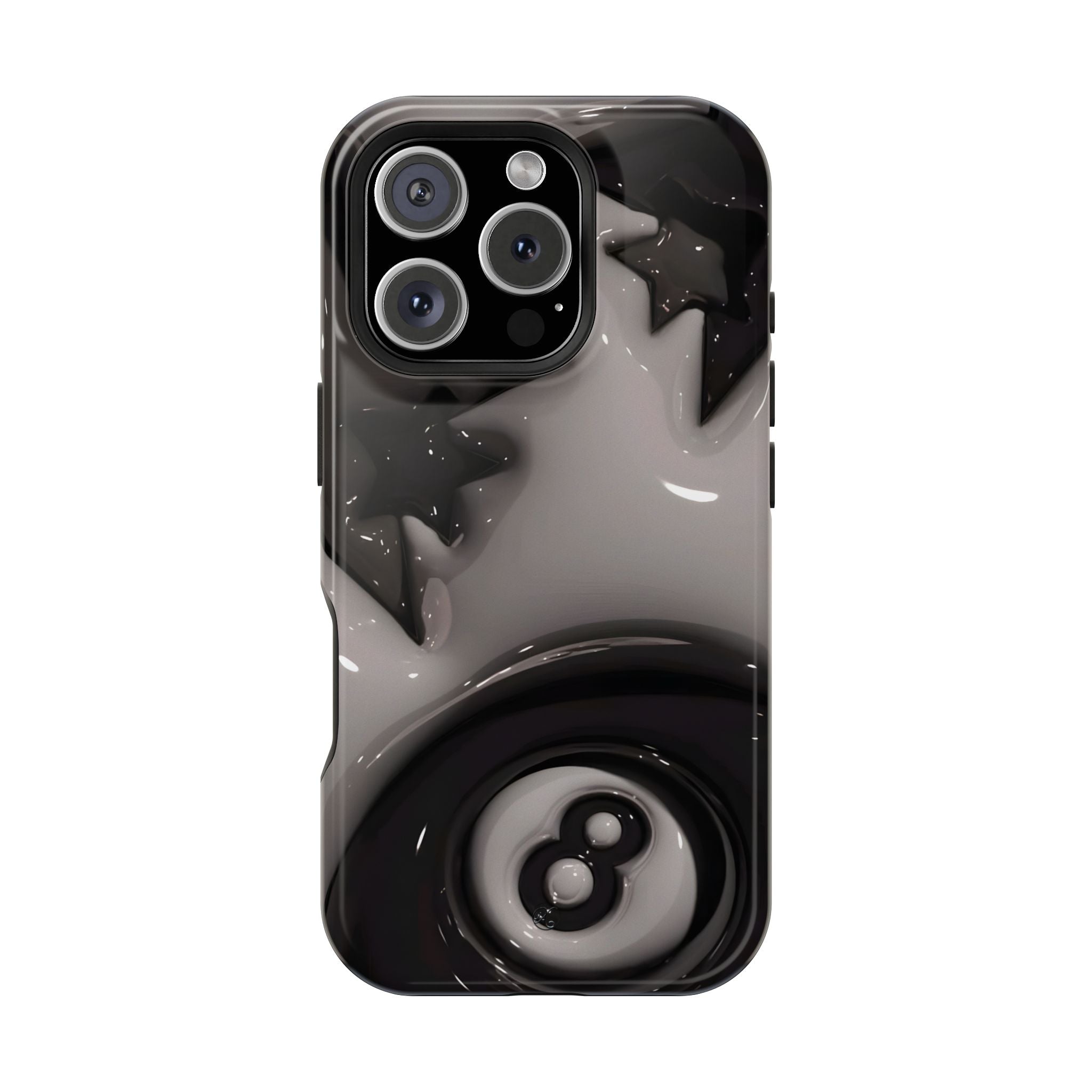 Black 8-Ball & Stars Impact-Resistant Phone Case — Protective iPhone Cover