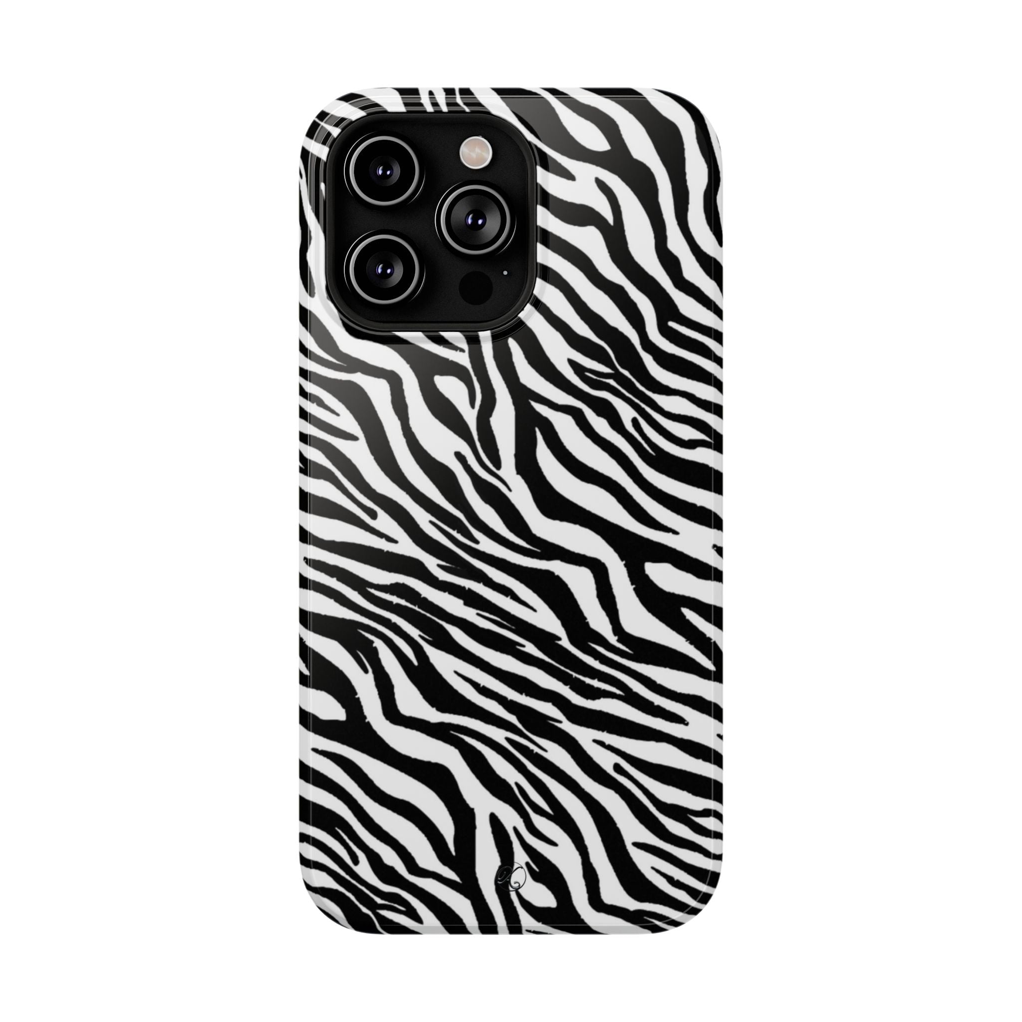 Zebra Print Impact-Resistant Phone Case — Black & White Safari Design