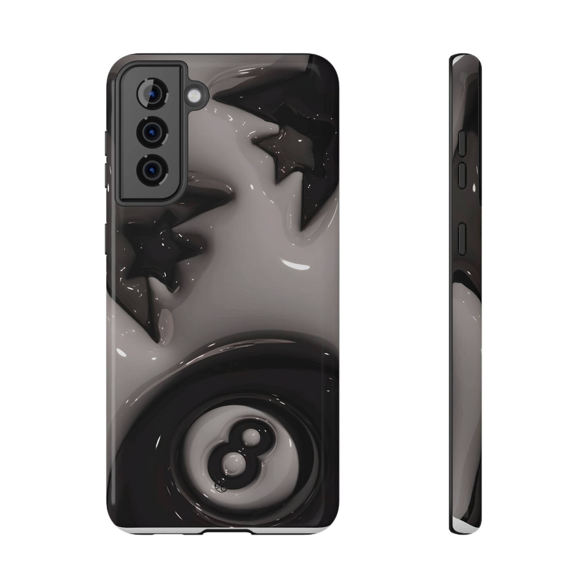 Black 8-Ball & Stars Impact-Resistant Phone Case — Protective iPhone Cover