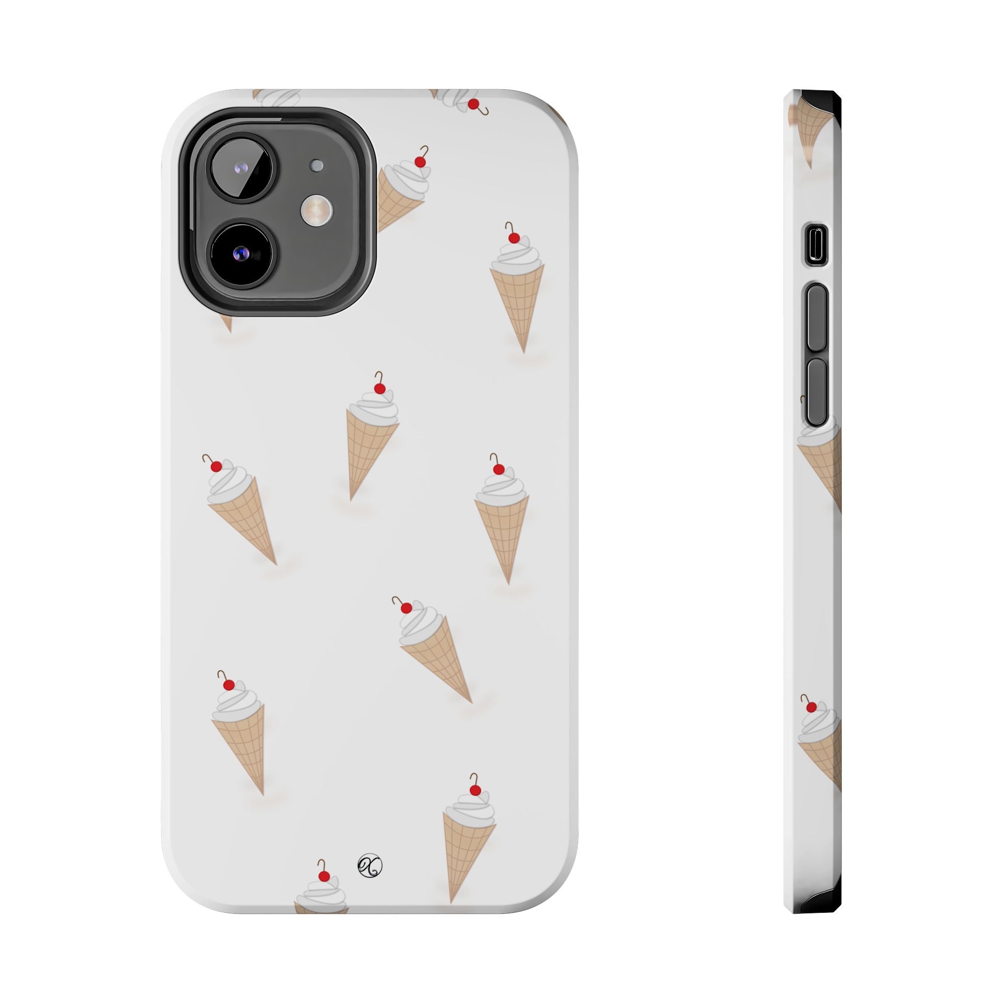 Ice Cream Cone Tough Phone Case — Cute Cherry Sundae Pattern Protective Phone Cover