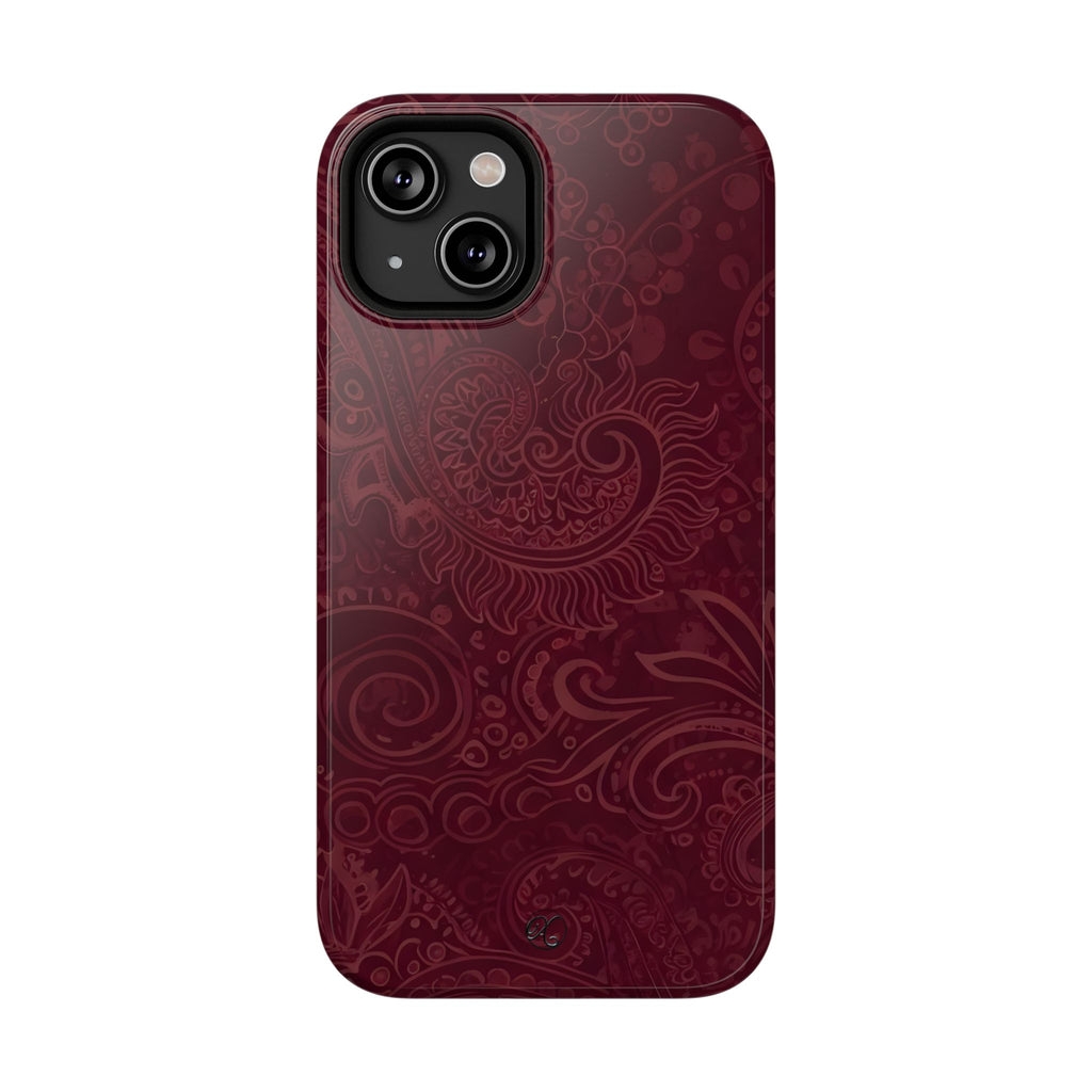 Burgundy Paisley Impact-Resistant Phone Case