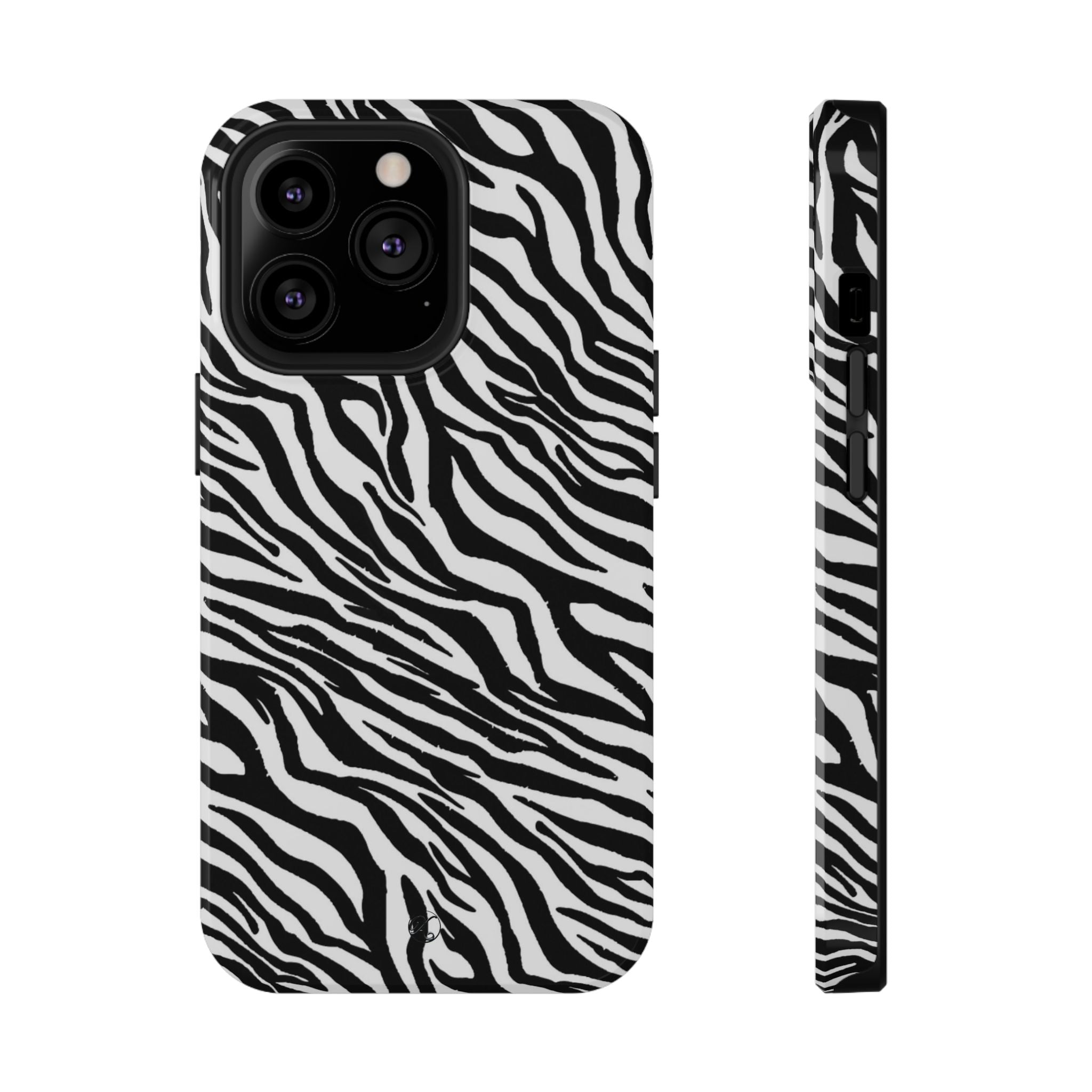 Zebra Print Impact-Resistant Phone Case — Black & White Safari Design