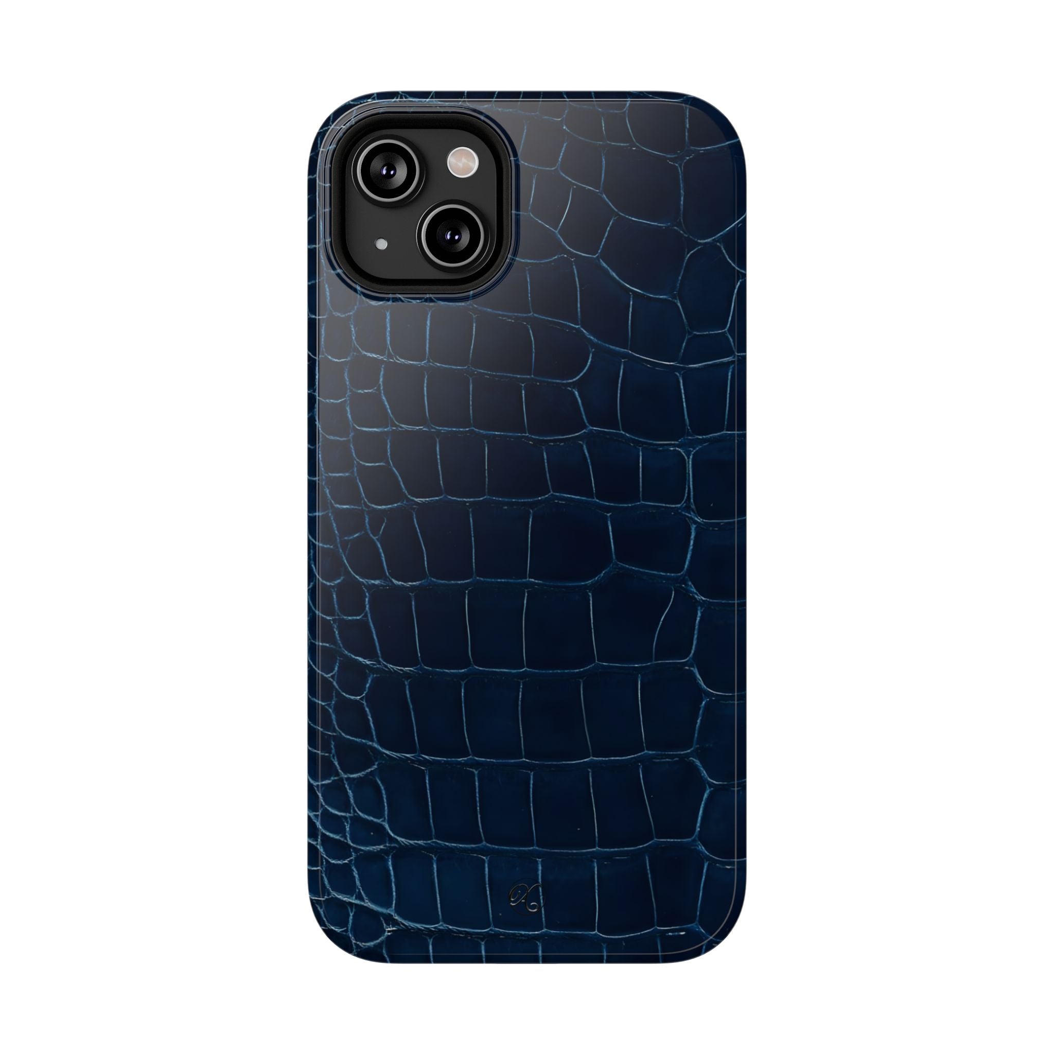 Croc-Embossed Impact-Resistant Phone Case – Navy Protective Cover