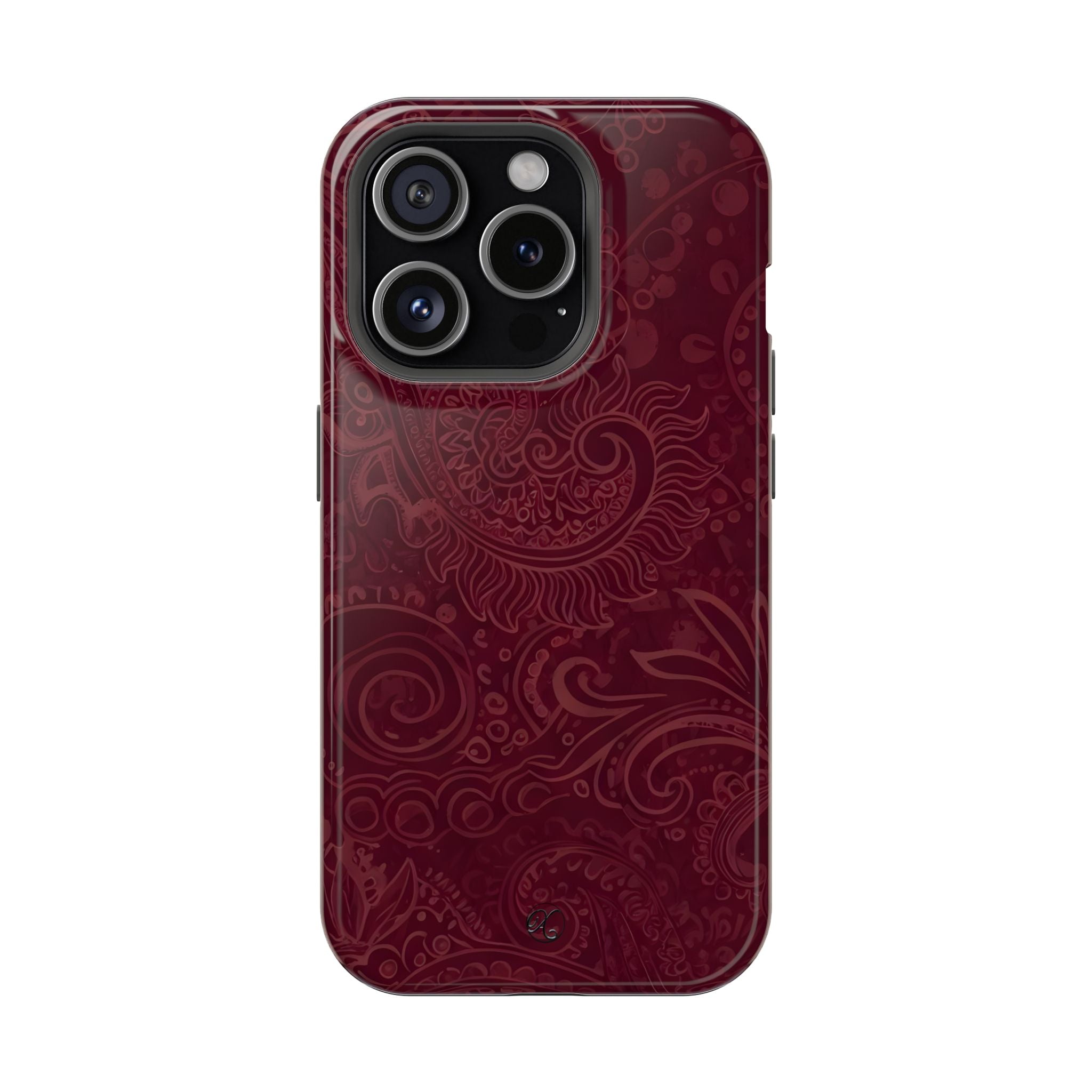 Burgundy Paisley Impact-Resistant Phone Case