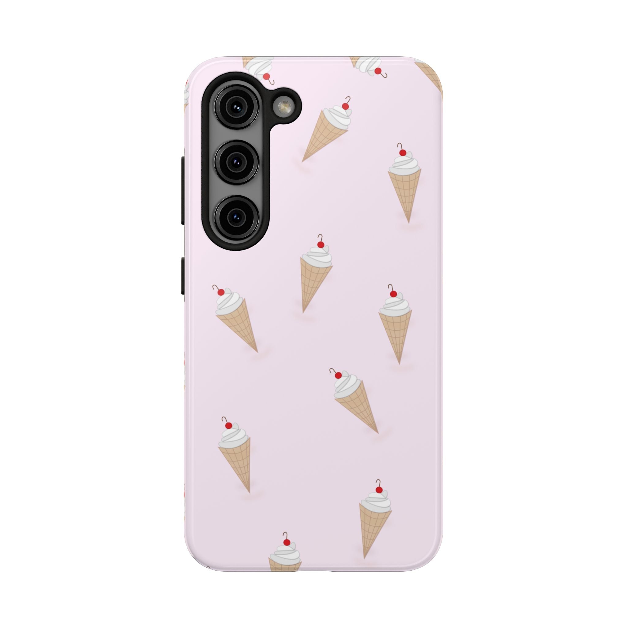 Ice Cream Cone Tough Phone Case — Pastel Pink Patterned Protective Phone Case