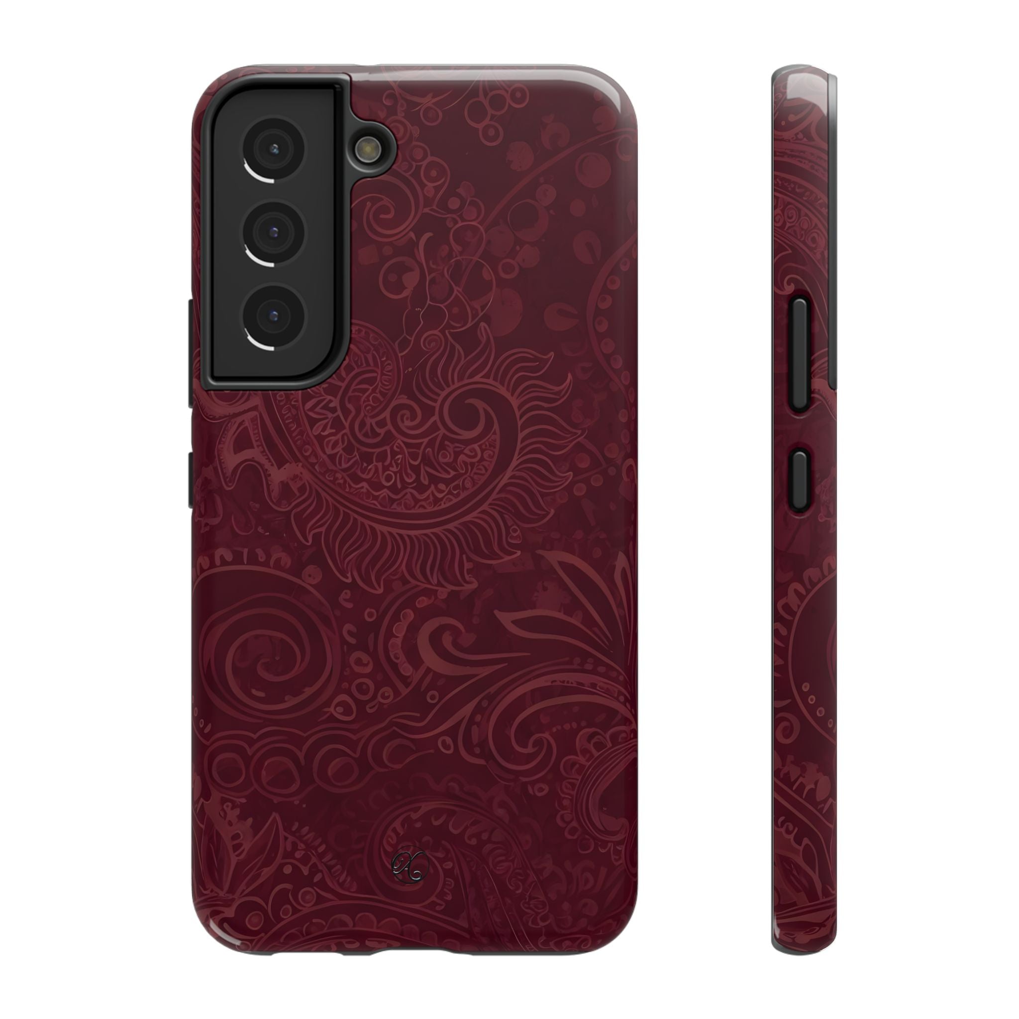 Burgundy Paisley Impact-Resistant Phone Case