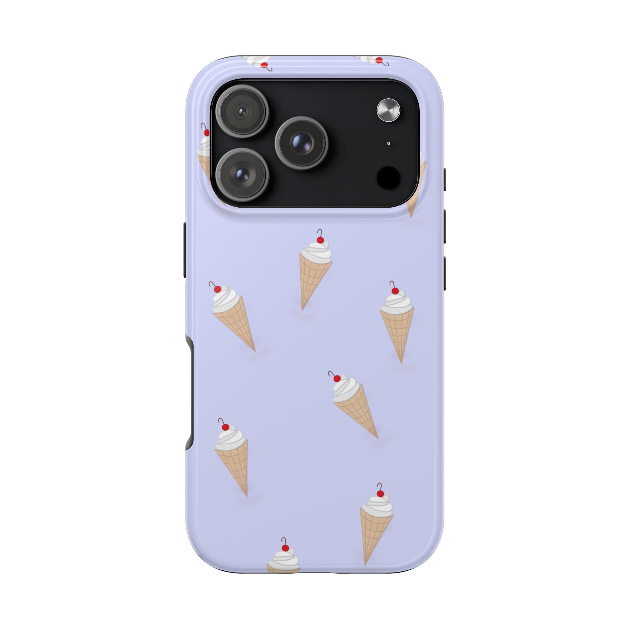 Ice Cream Cone Pattern Tough Phone Case — Pastel Lavender Protective Phone Cover
