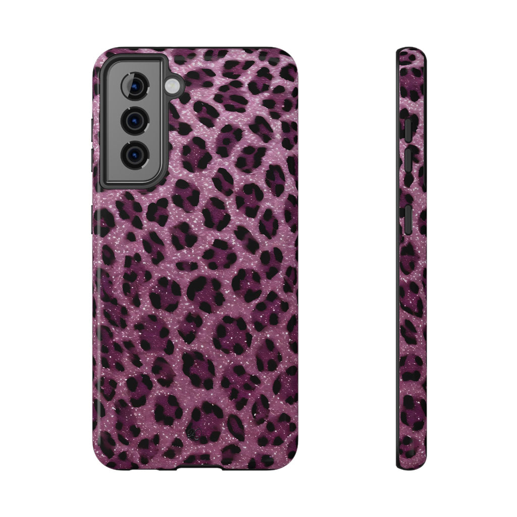 Pink Leopard Impact-Resistant Phone Case — Glitter Animal Print Protective Cover
