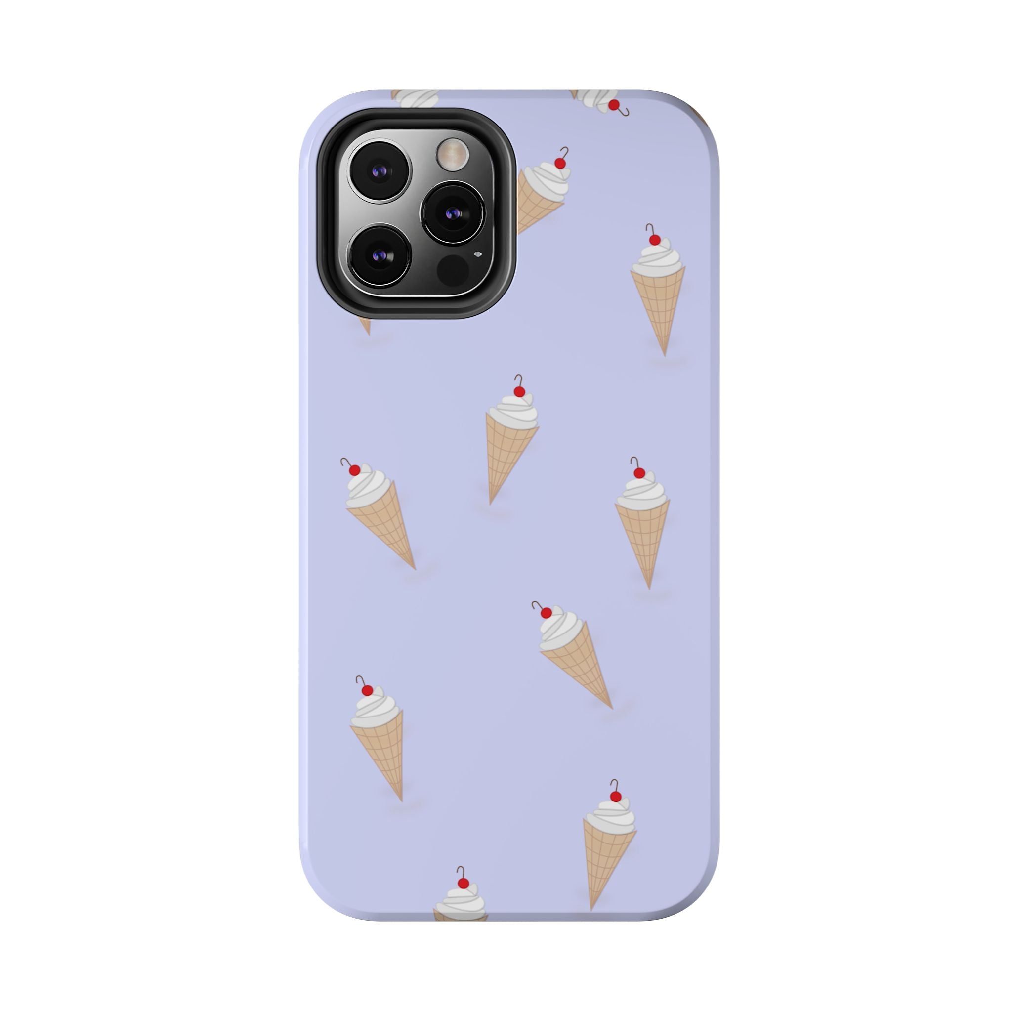 Ice Cream Cone Pattern Tough Phone Case — Pastel Lavender Protective Phone Cover