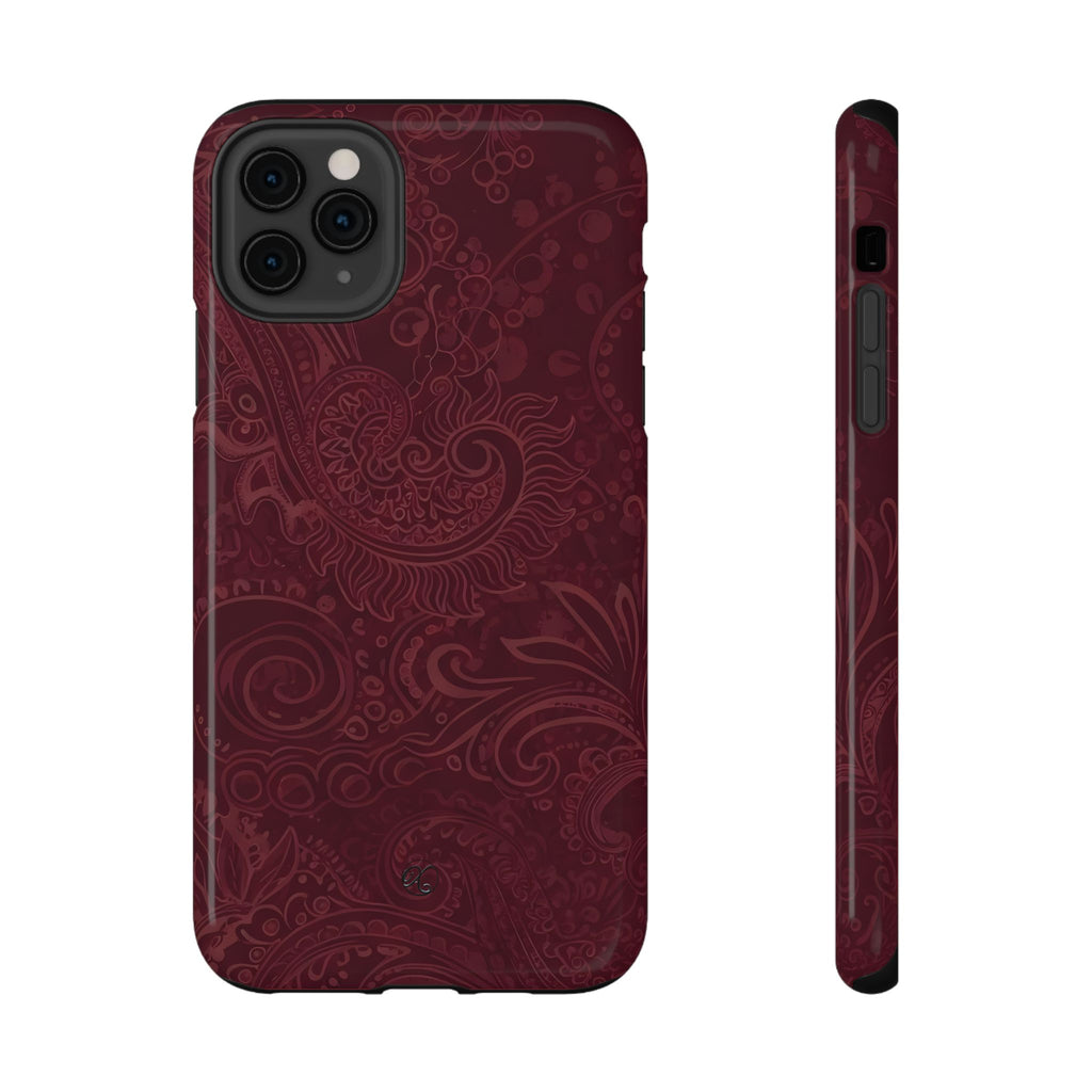 Burgundy Paisley Impact-Resistant Phone Case