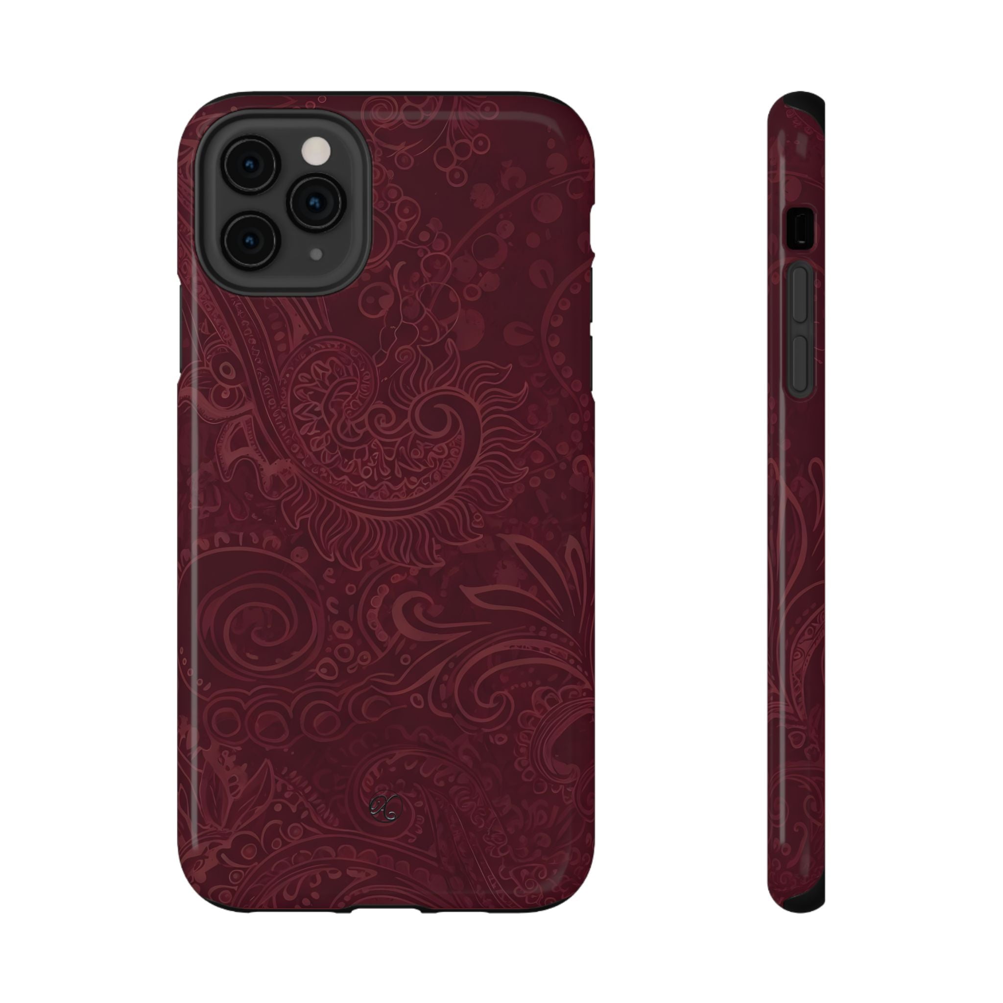 Burgundy Paisley Impact-Resistant Phone Case