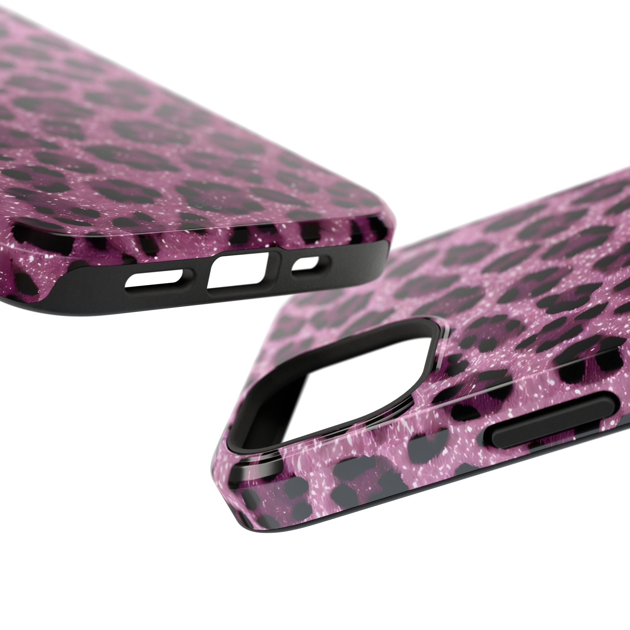 Pink Leopard Impact-Resistant Phone Case — Glitter Animal Print Protective Cover