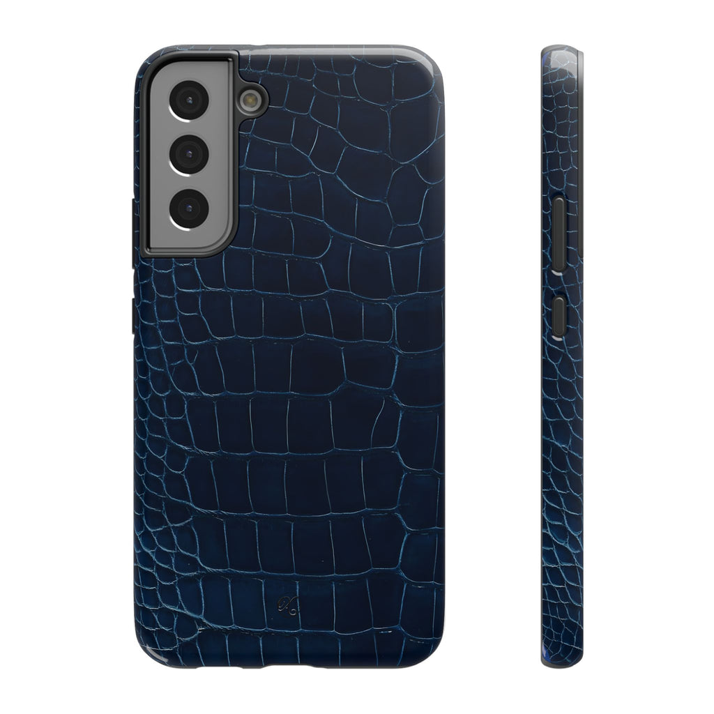 Croc-Embossed Impact-Resistant Phone Case – Navy Protective Cover