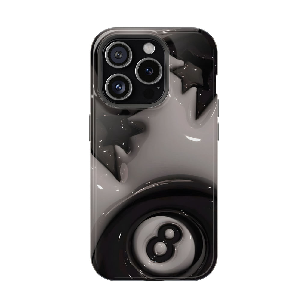 Black 8-Ball & Stars Impact-Resistant Phone Case — Protective iPhone Cover