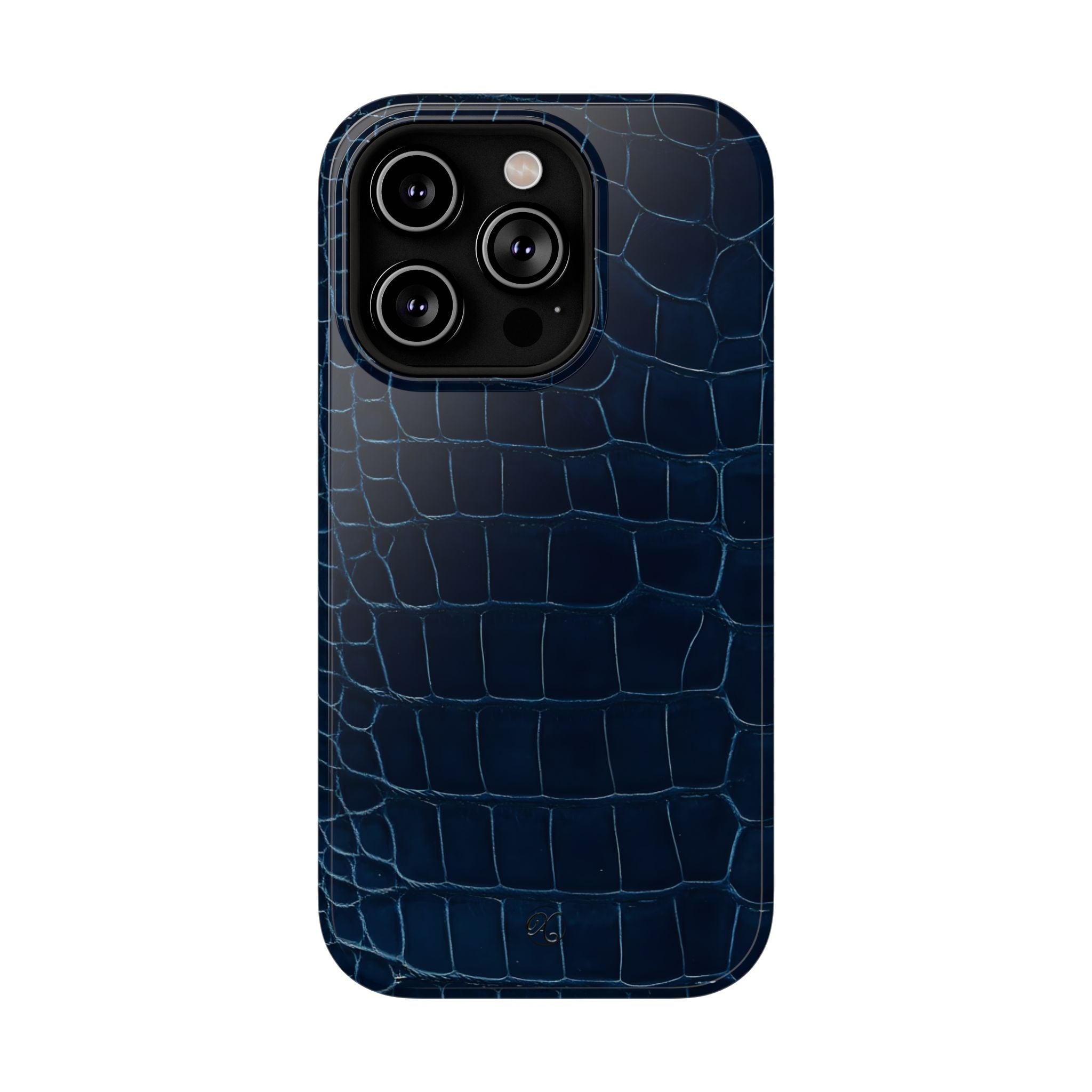 Croc-Embossed Impact-Resistant Phone Case – Navy Protective Cover