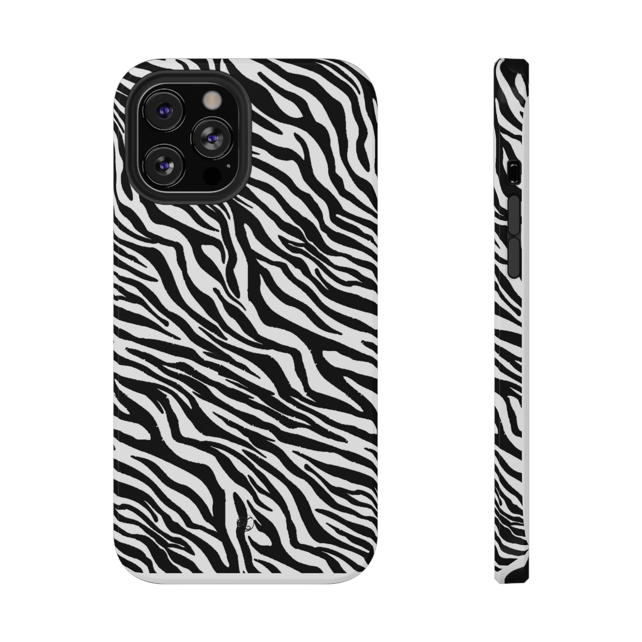 Zebra Print Impact-Resistant Phone Case — Black & White Safari Design