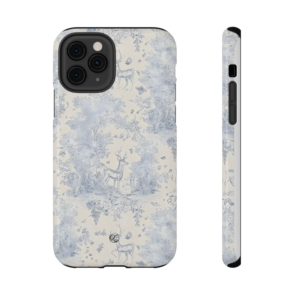 Deer Toile Impact-Resistant Phone Case — Vintage Woodland Pattern