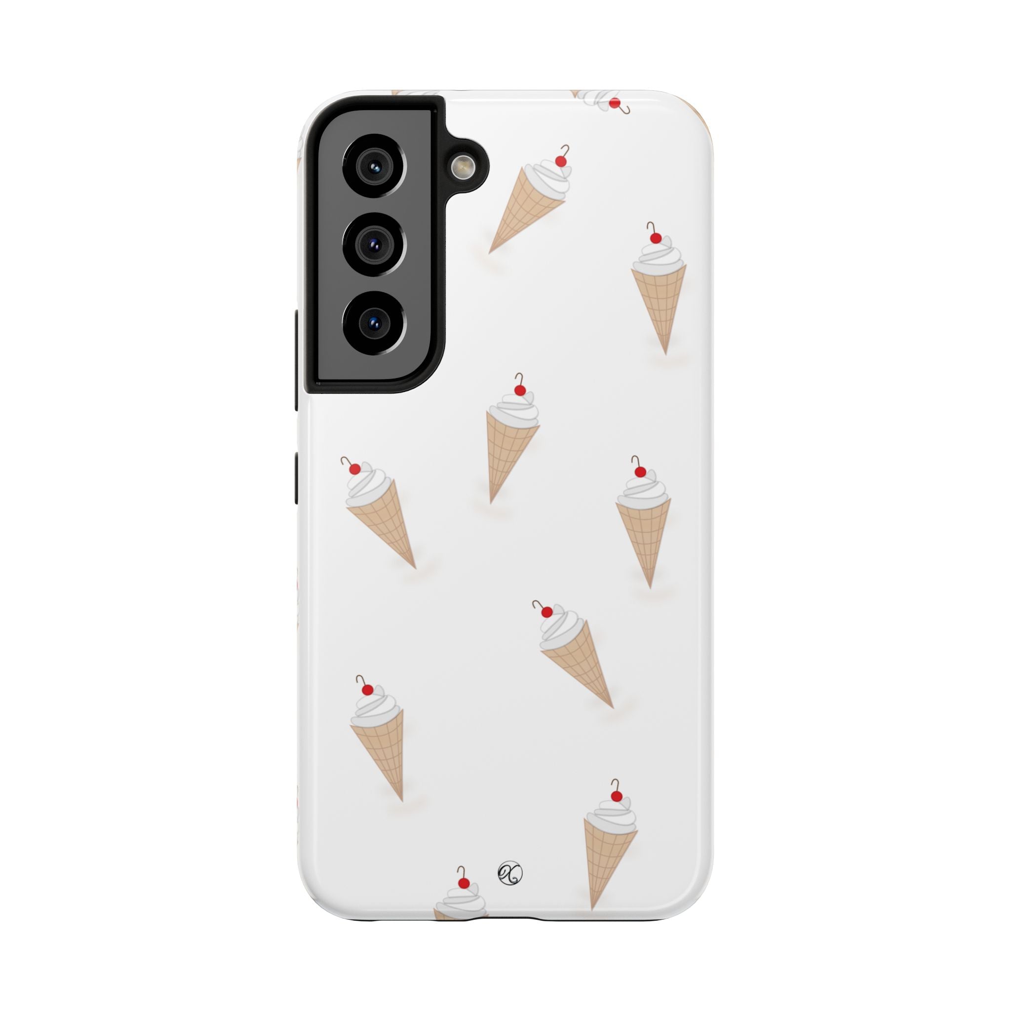 Ice Cream Cone Tough Phone Case — Cute Cherry Sundae Pattern Protective Phone Cover