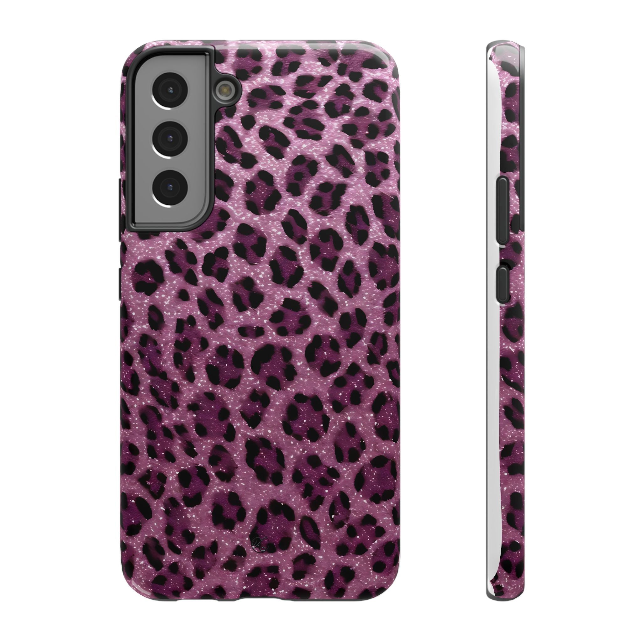 Pink Leopard Impact-Resistant Phone Case — Glitter Animal Print Protective Cover